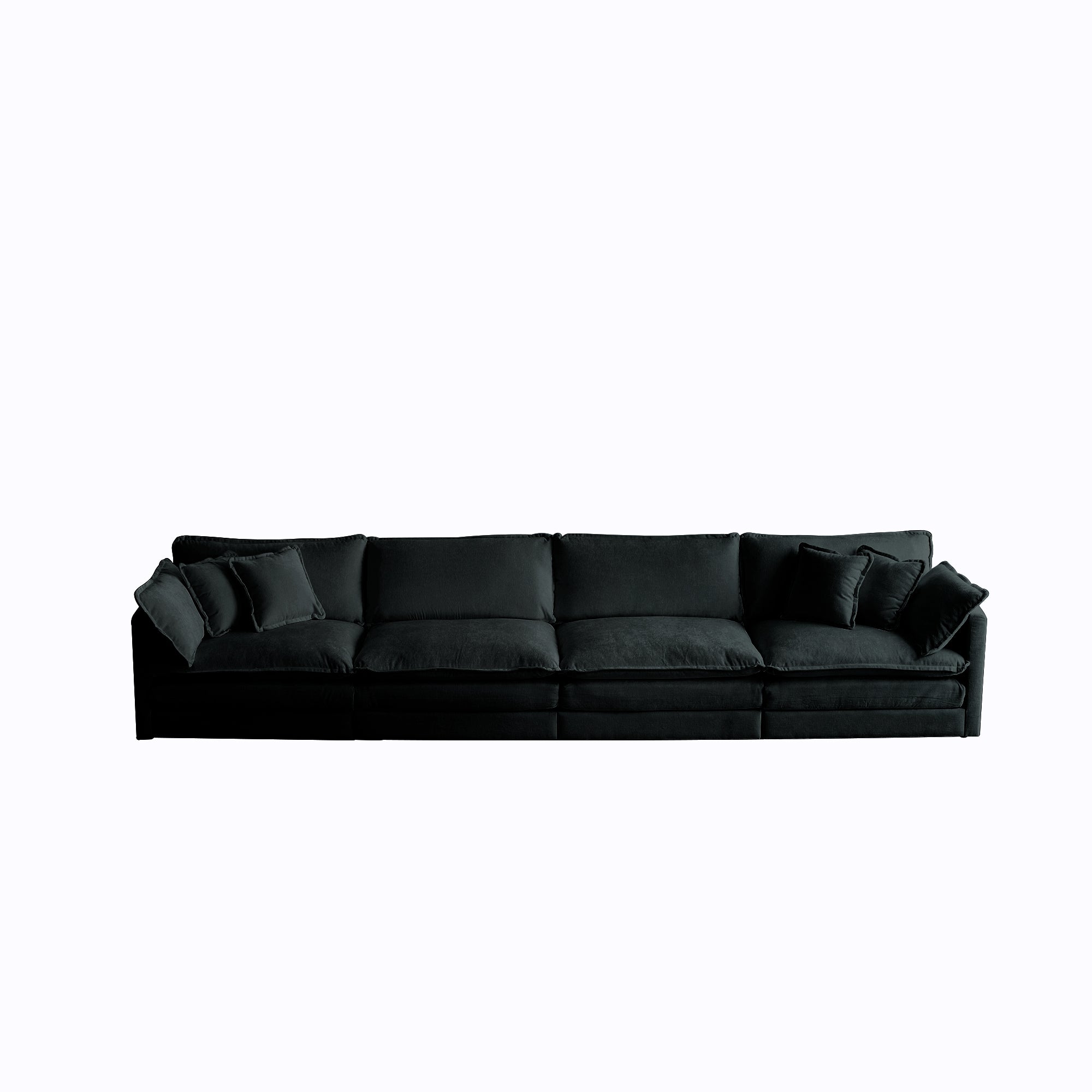 Comfort U Shaped Couch with Reversible Chaise, Modular Large U-Shape Sectional Sofa, Double Extra Ottomans,Black Chenille