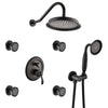 Single-Handle 4-Spray Patterns Bathroom Rain Shower Faucet with Body Jet Handshower in Matte Black (Valve Included)