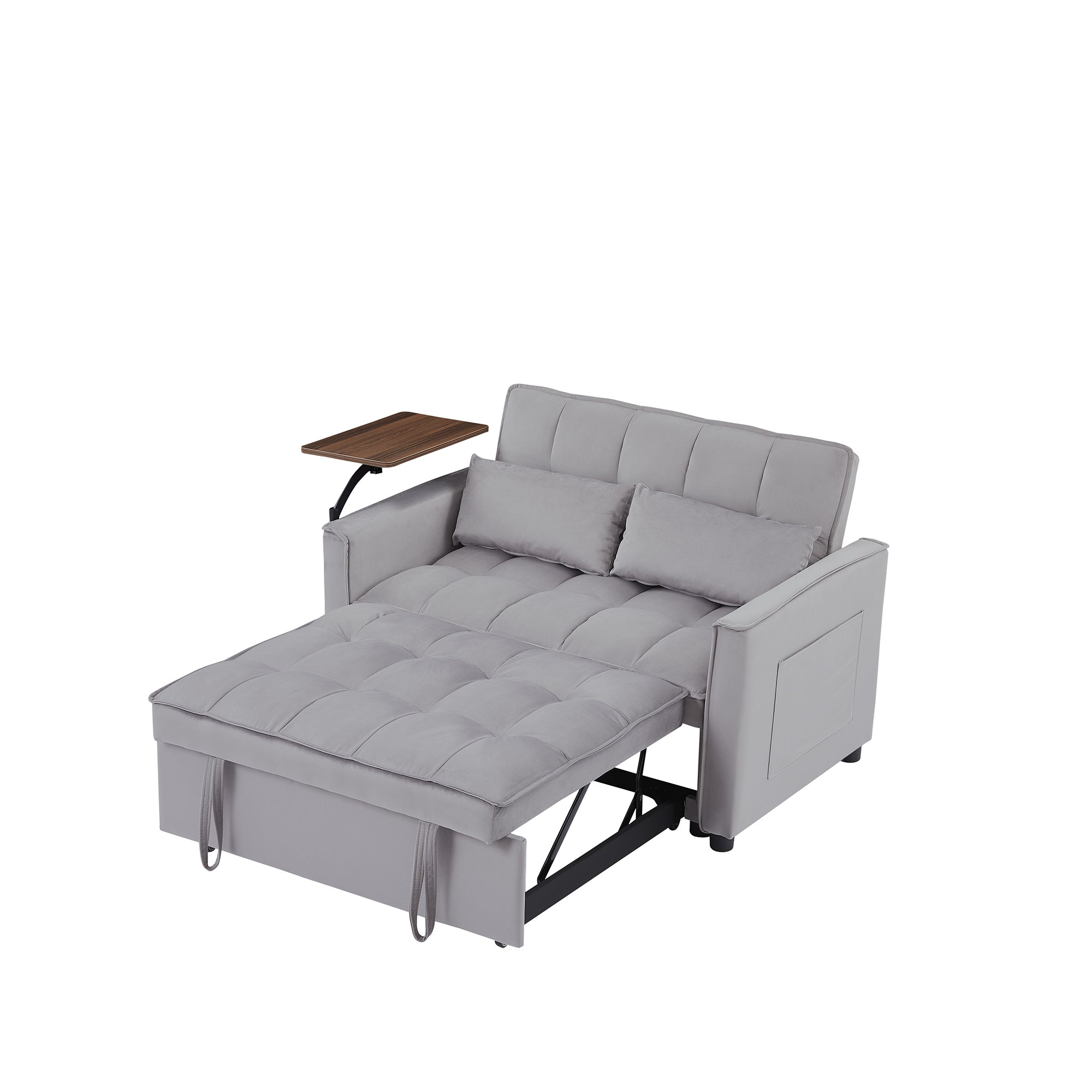 Grey Velvet Loveseat Sofa Bed