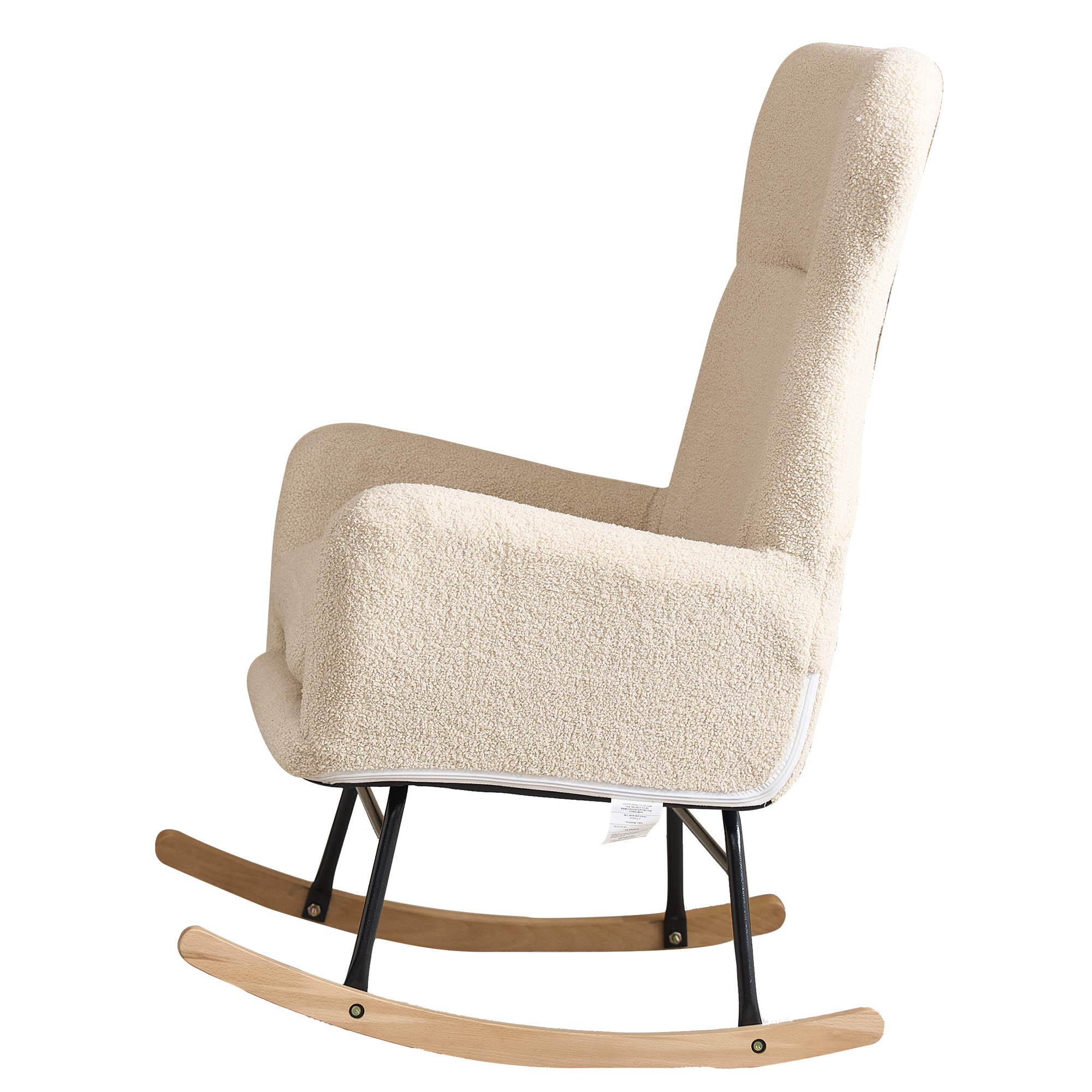 Modern Rocking Chair with High Backrest,Teddy Material Comfort Arm Rocker, Lounge Armchair for Living Room