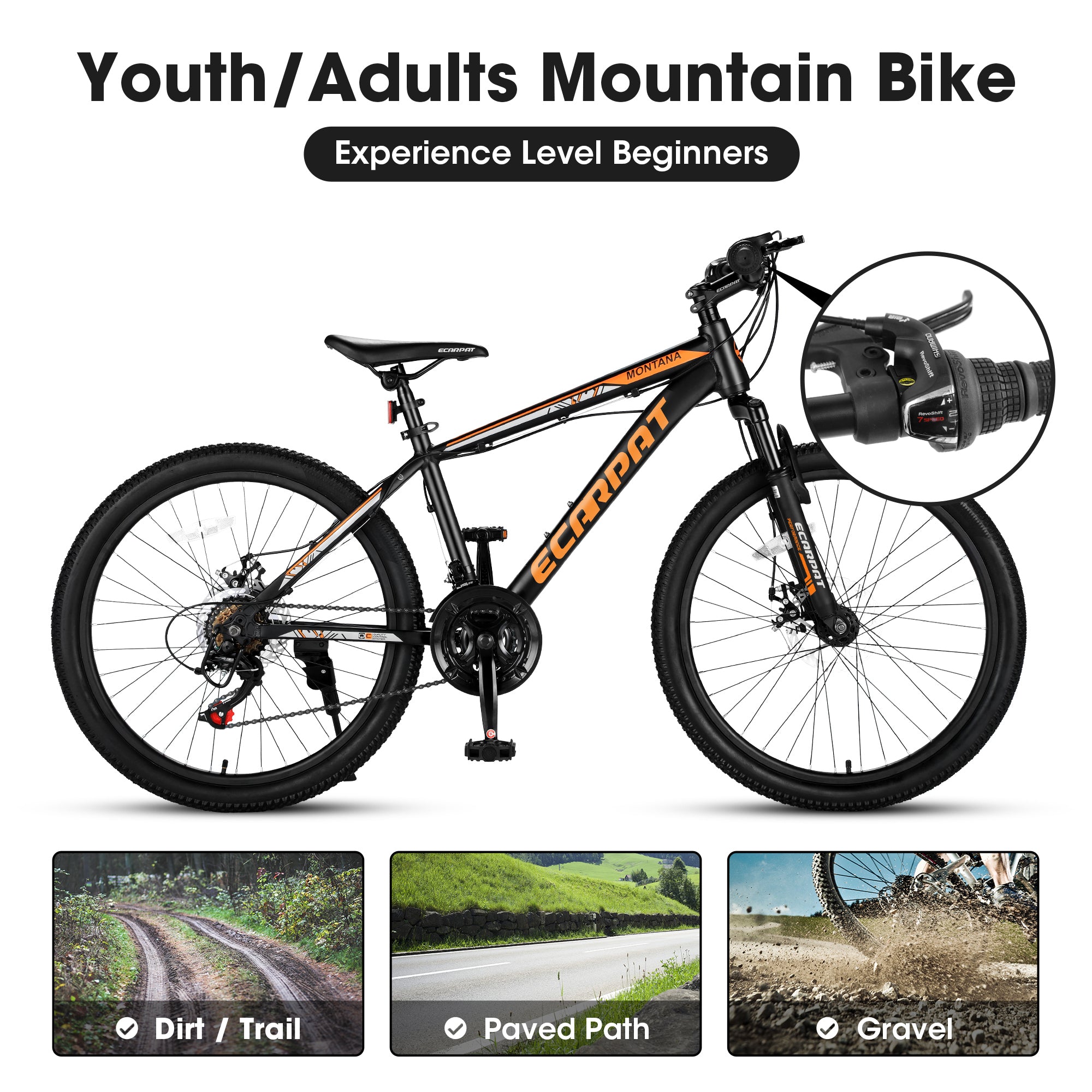 A24299  24 inch Mountain Bike Bicycle for Adults Aluminium Frame Bike Shimano 21-Speed with Disc Brake