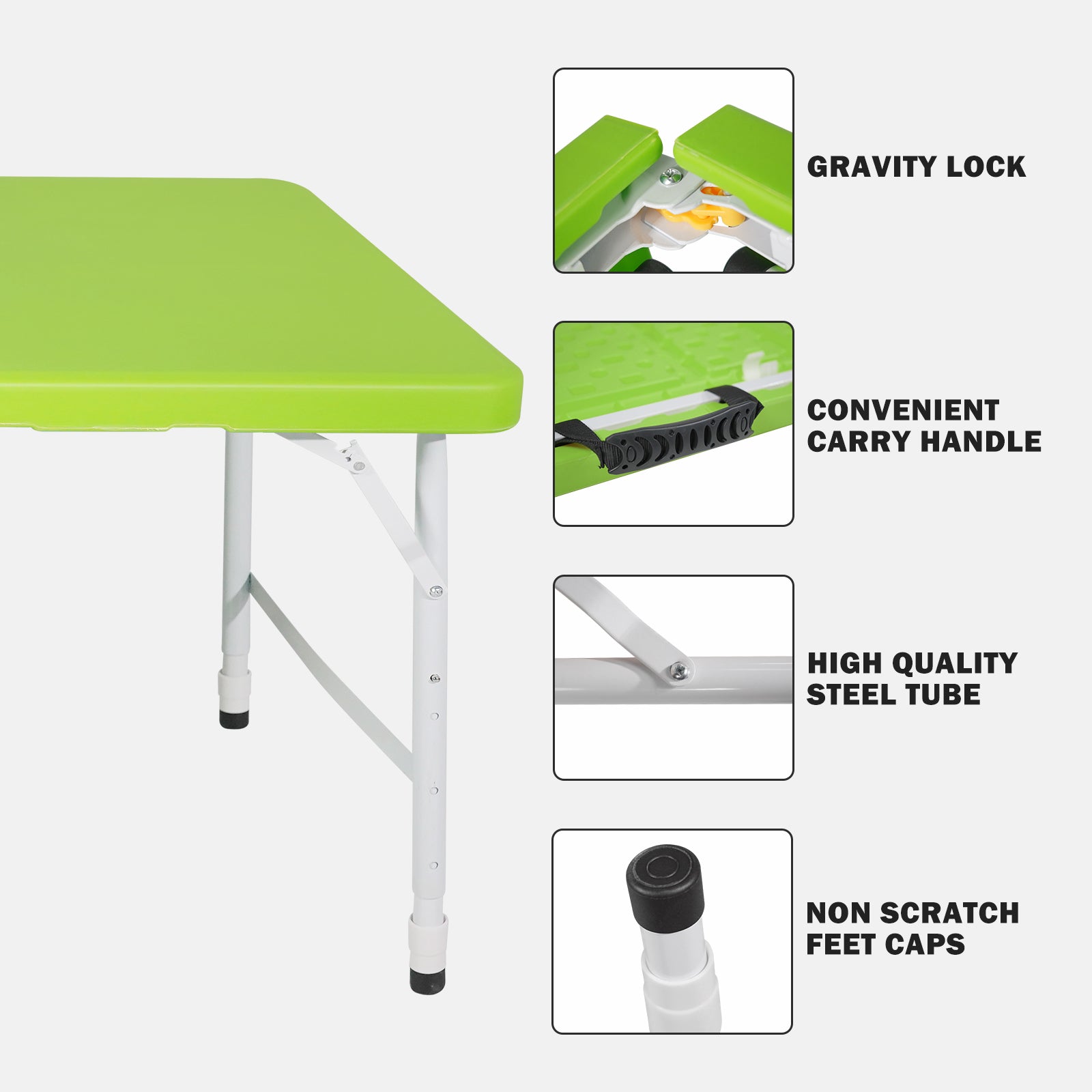 4ft Green Portable Folding Table Indoor&Outdoor Maximum Weight 135KG Foldable Table for Camping