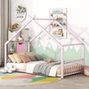 Twin Size Metal House Bed, Pink