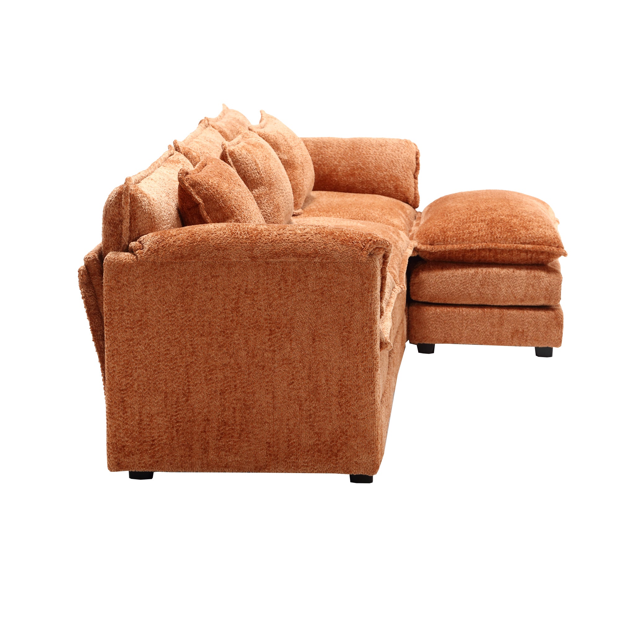 Modern Large boucle Fabric L-Shape Sectional Chenille fabric, movable pedals, detachable armrests, oversized three-seat Sofa