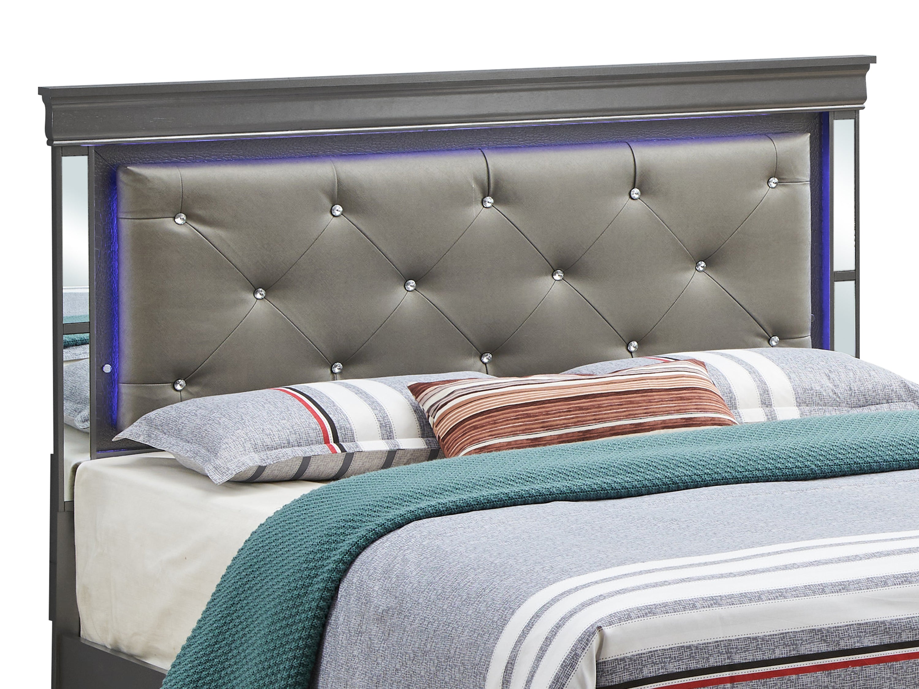 Transitional Style King Bed In Metallic Black