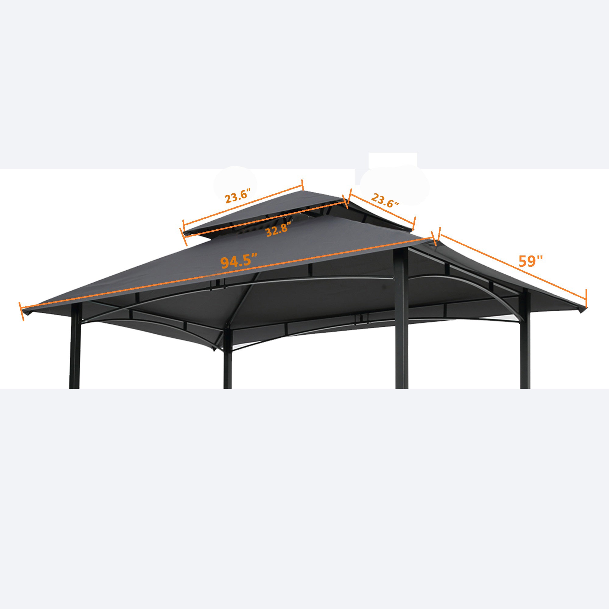 8x5Ft Grill Gazebo Replacement Canopy,Double Tiered BBQ Tent Roof Top Cover