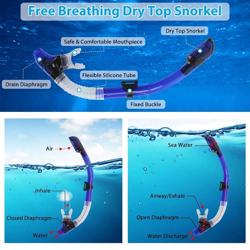 Mask Fin Snorkel Set with Adult Snorkeling Gear 180° Panoramic View Diving Mask Large-XL