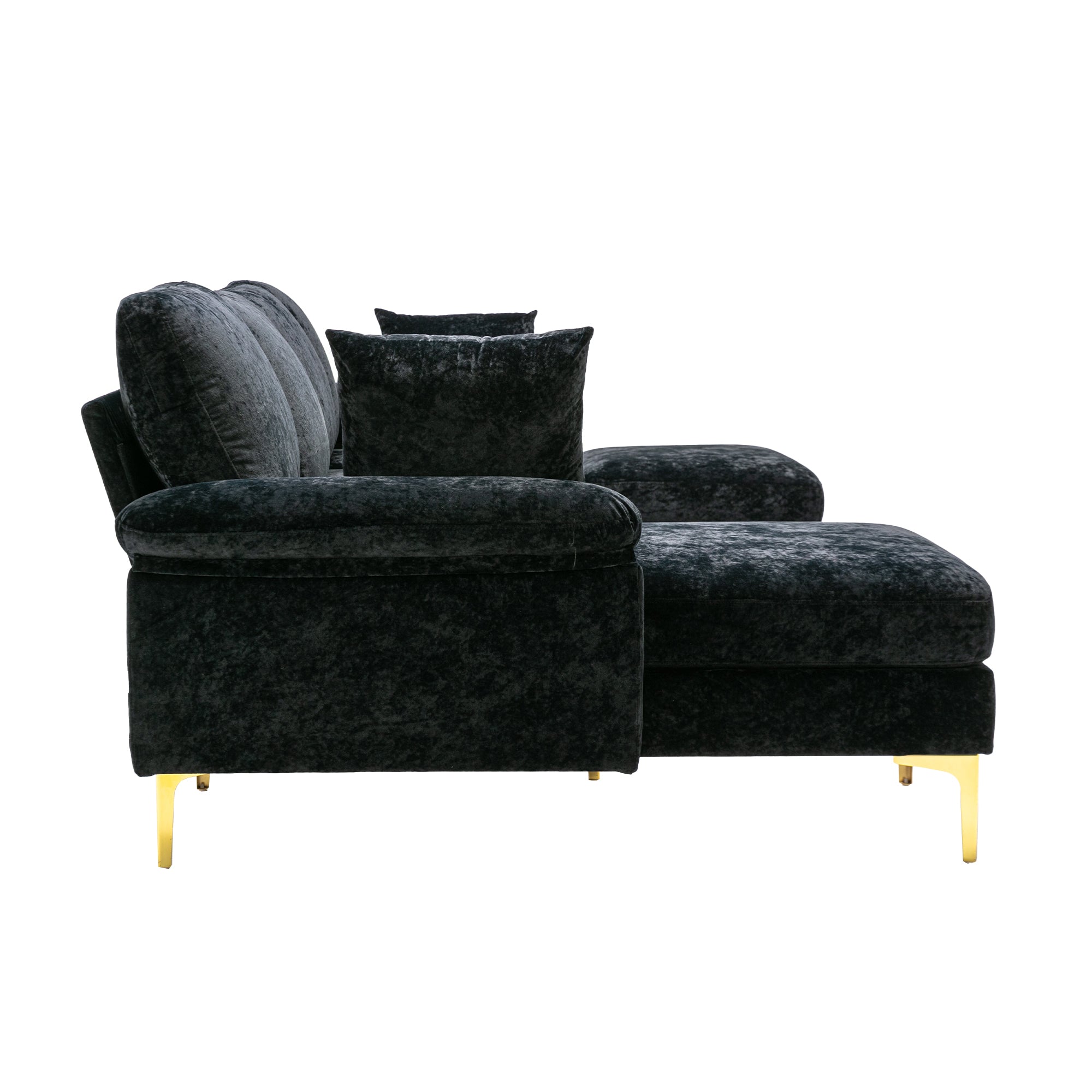 COOLMORE U-shape sectional sofa  with Ottoman , Reversible Sofa Couch for Living Room,Spacious Furniture,Durable Couch Removable and machine washable cover (Black Velvet)