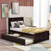 Platform Bed with Twin Size Trundle, Twin Size Frame, Espresso