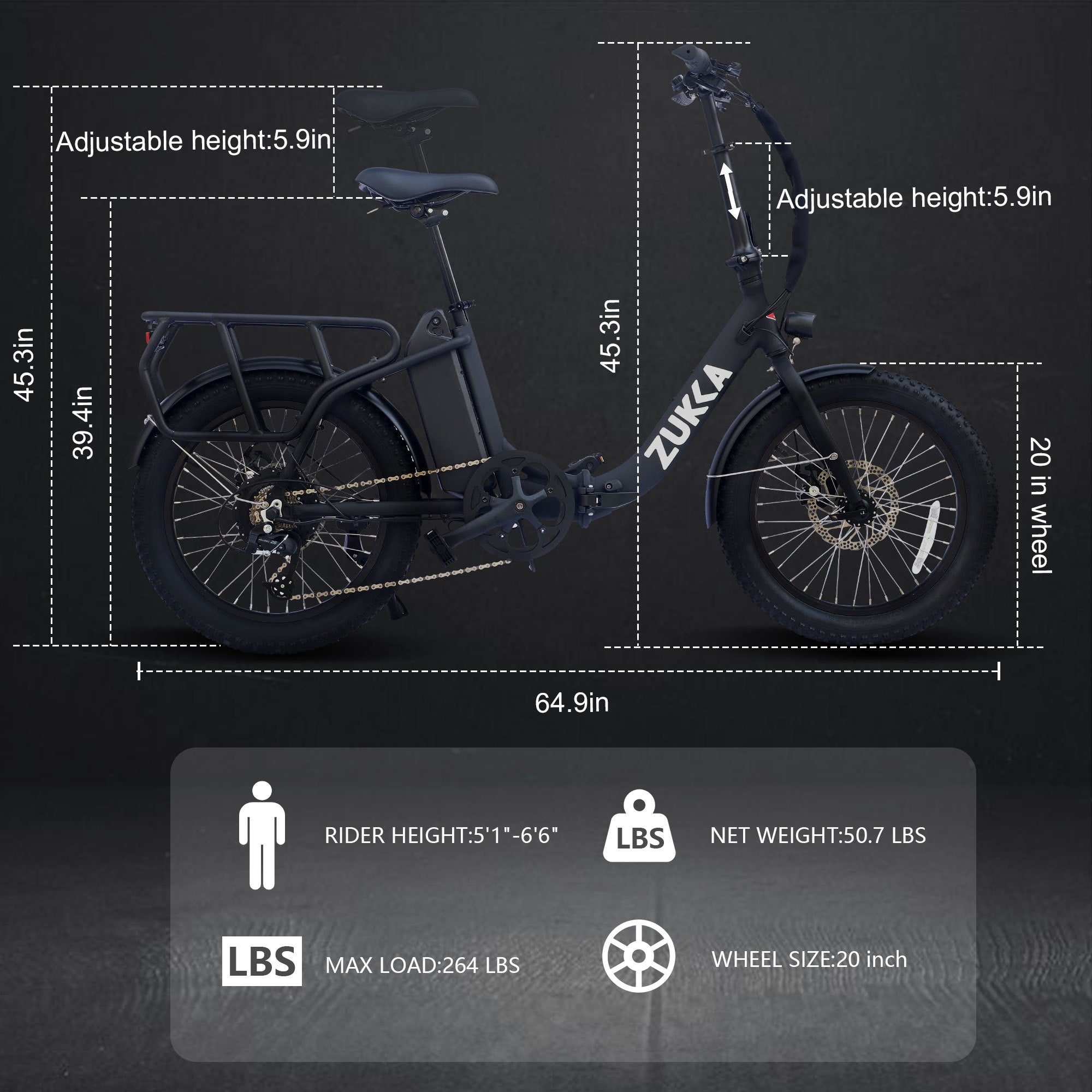 Electric Bike for Adults, 500W Motor 25MPH Max Speed, 48V 10AH Removable Battery, 20" Fat Tire Foldable Electric Bike  and 7-Speed Electric Bicycles