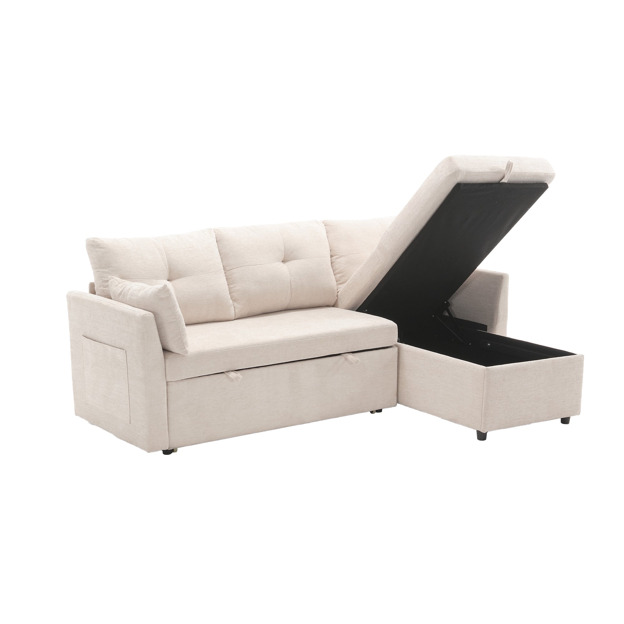 UNITED WE WIN-Furniture, modular L-shaped sofa, modular long sofa with reversible chaise lounge, Sofa bed, Sleeper sofa, modular sofa combination with storage seats.