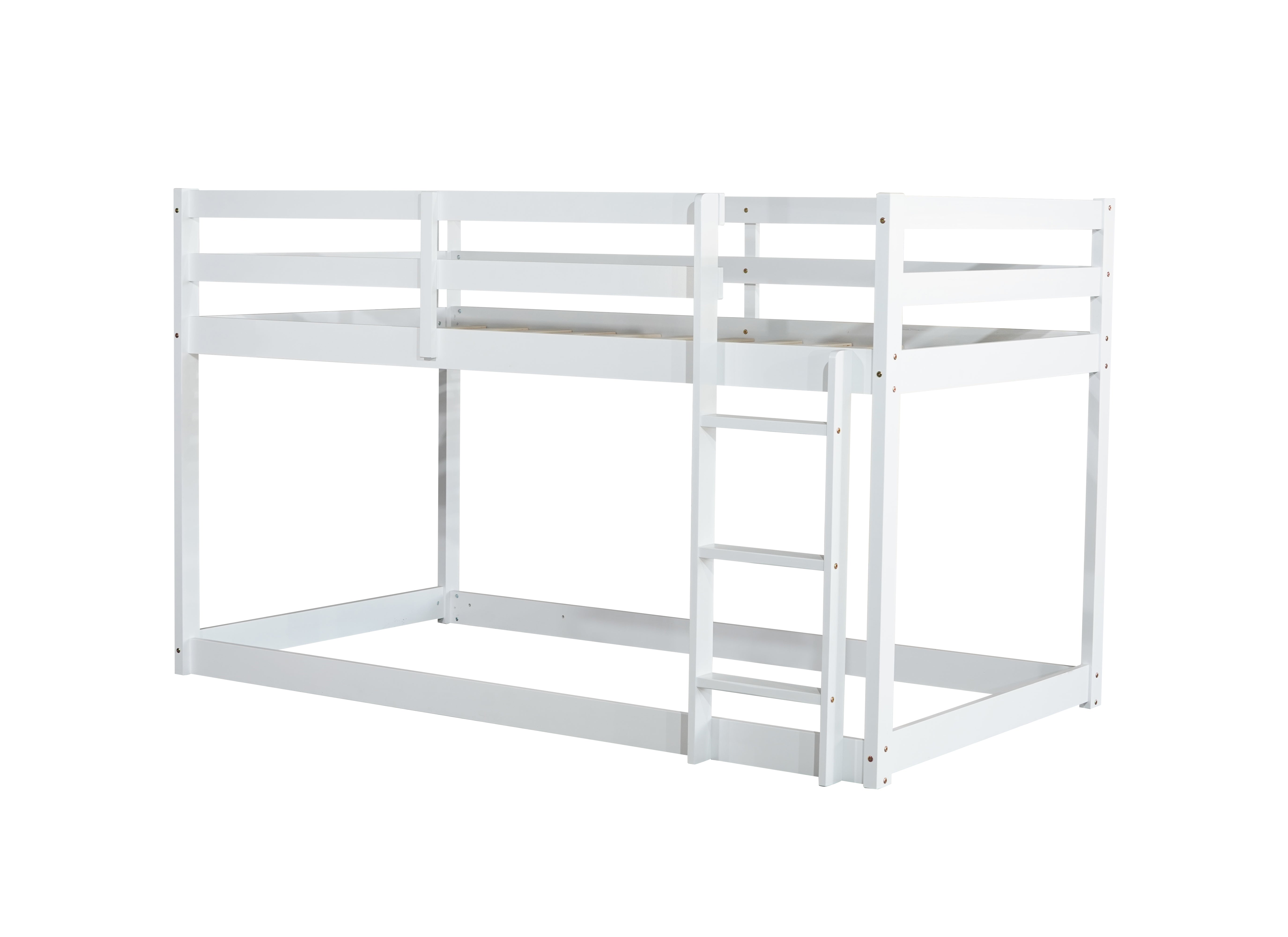 White rubberwood bunk bed ladder close-up