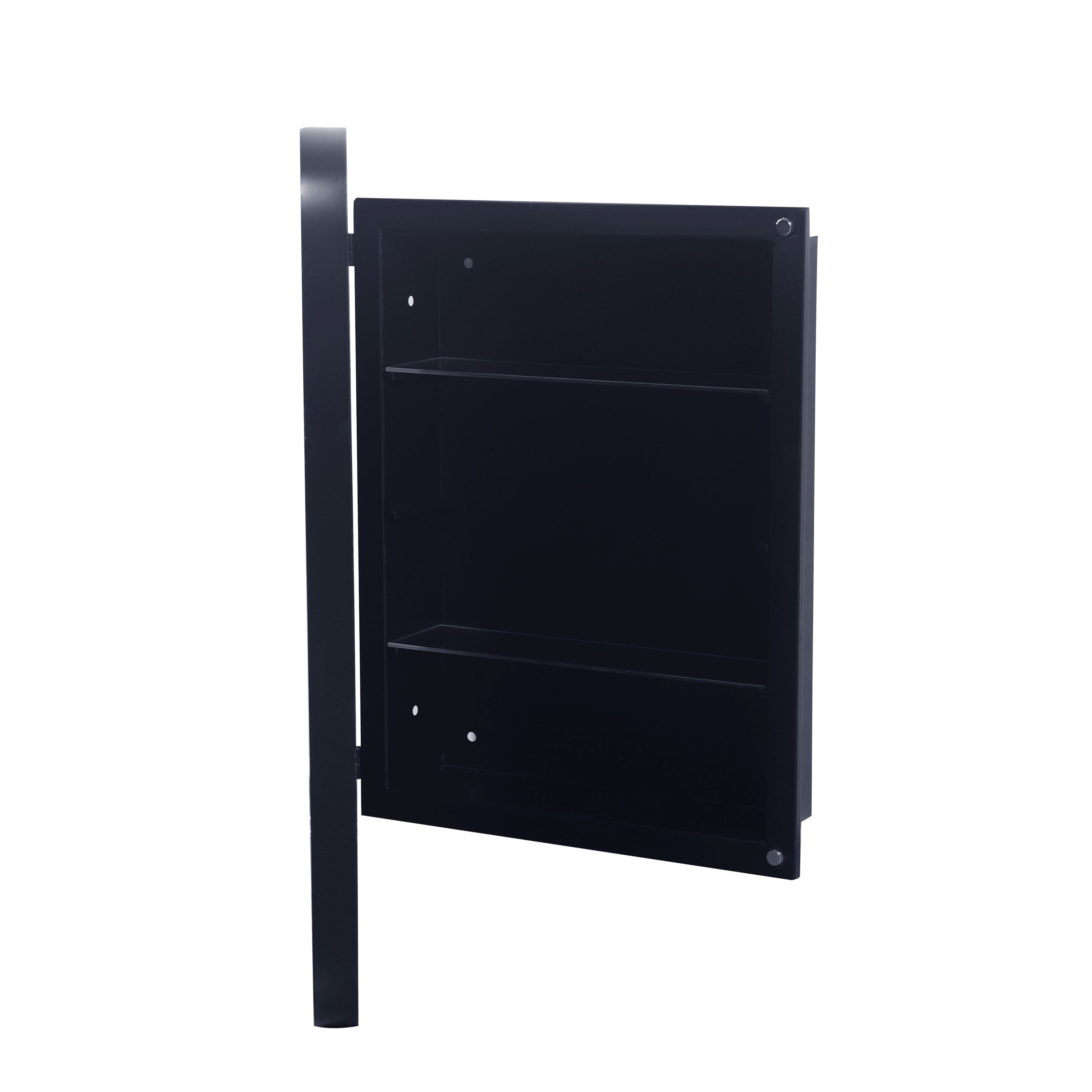 16x24 Inch Recessed Black Metal Framed Medicine Cabinet with Mirror and Adjustable Shelves Black Wall Mirror with Storage for Bathroom