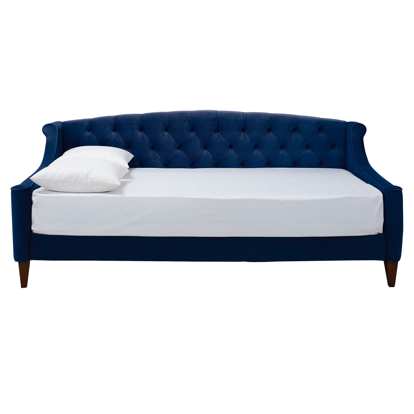 Lucy Upholstered Button Tufted Sofa Bed, Navy Blue Velvet