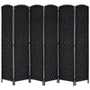 HOMCOM 6' Tall Wicker Weave 6 Panel Room Divider Privacy Screen - Black