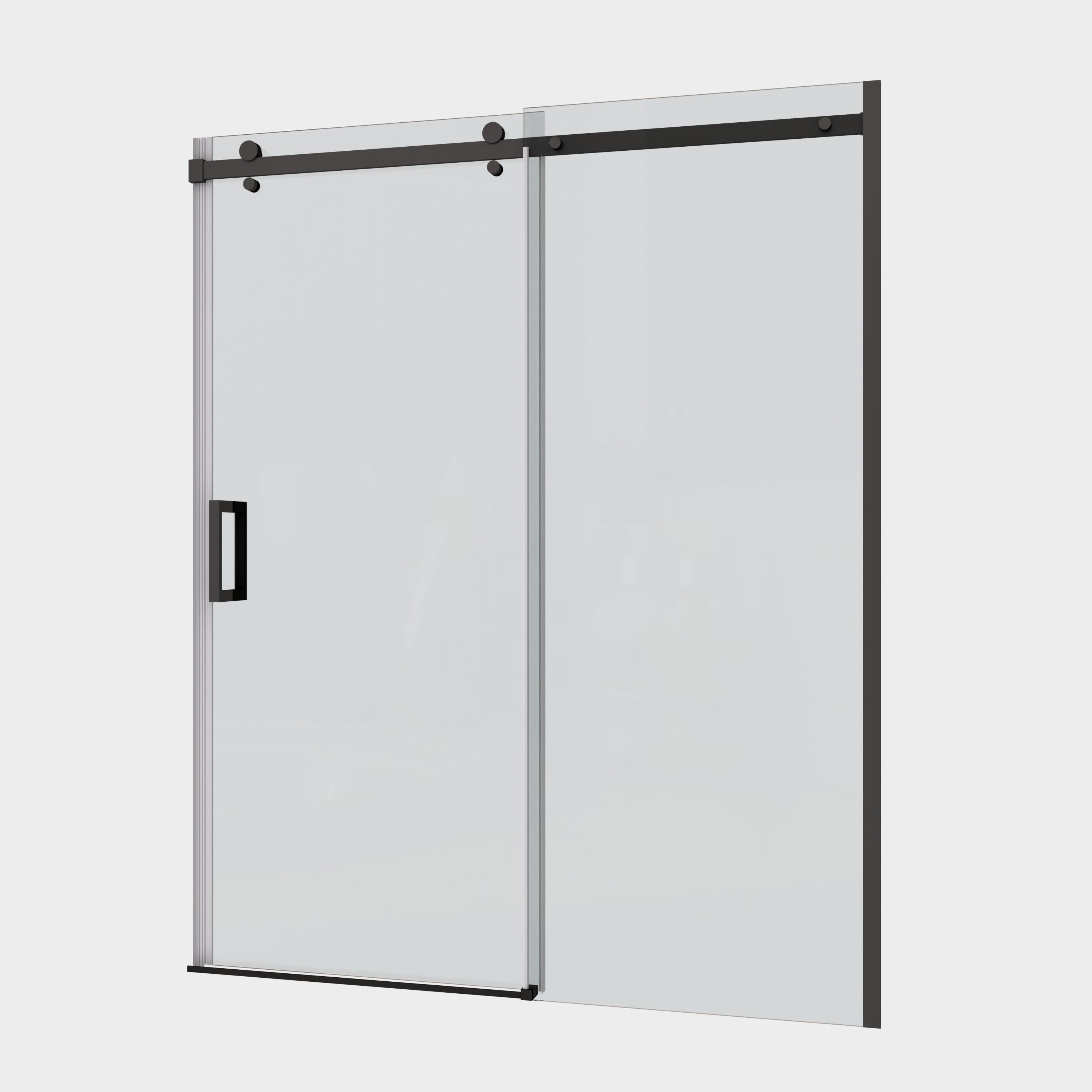 60"W x 74"H Glass shower door, sliding door, with 5/16" tempered glass and Matted Black  finish