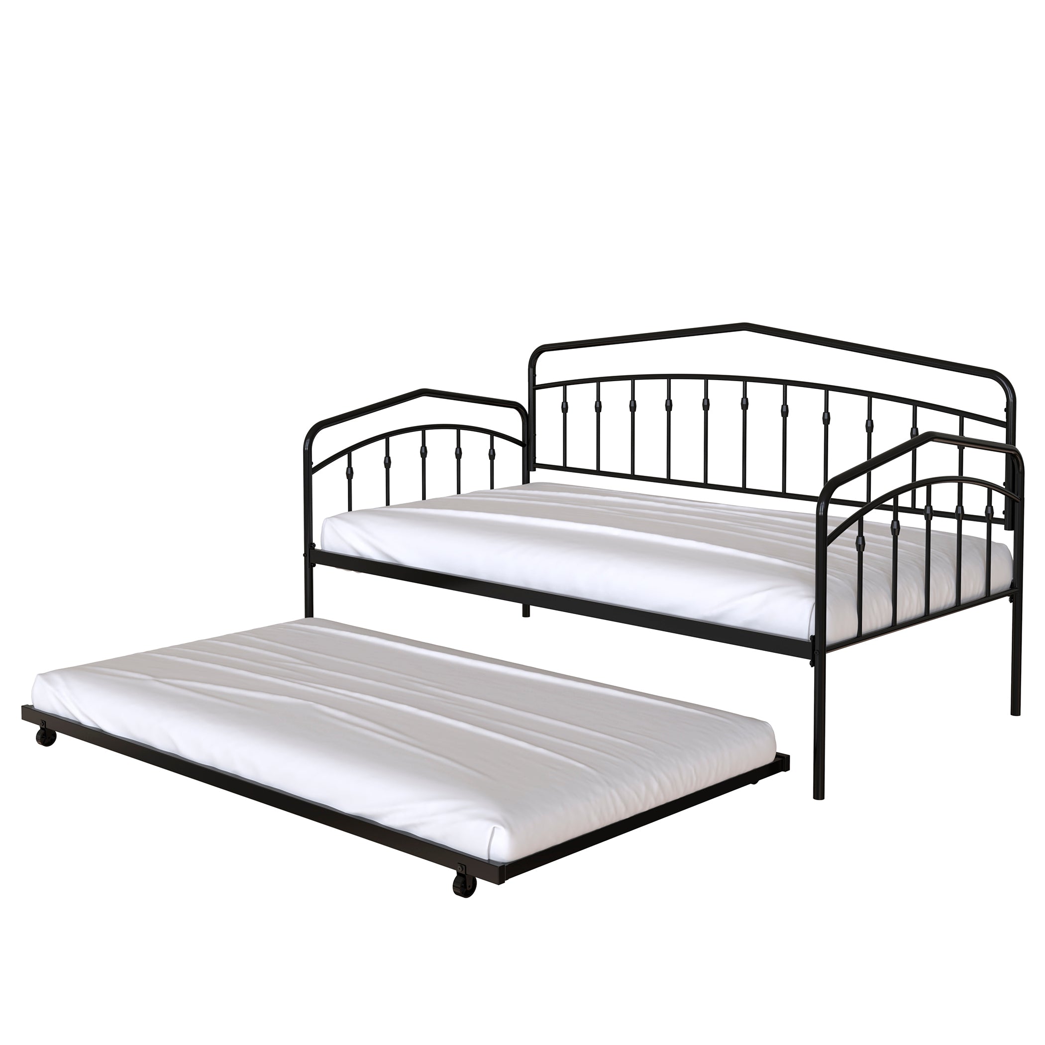 Fox twin daybed with twin trundle, Black