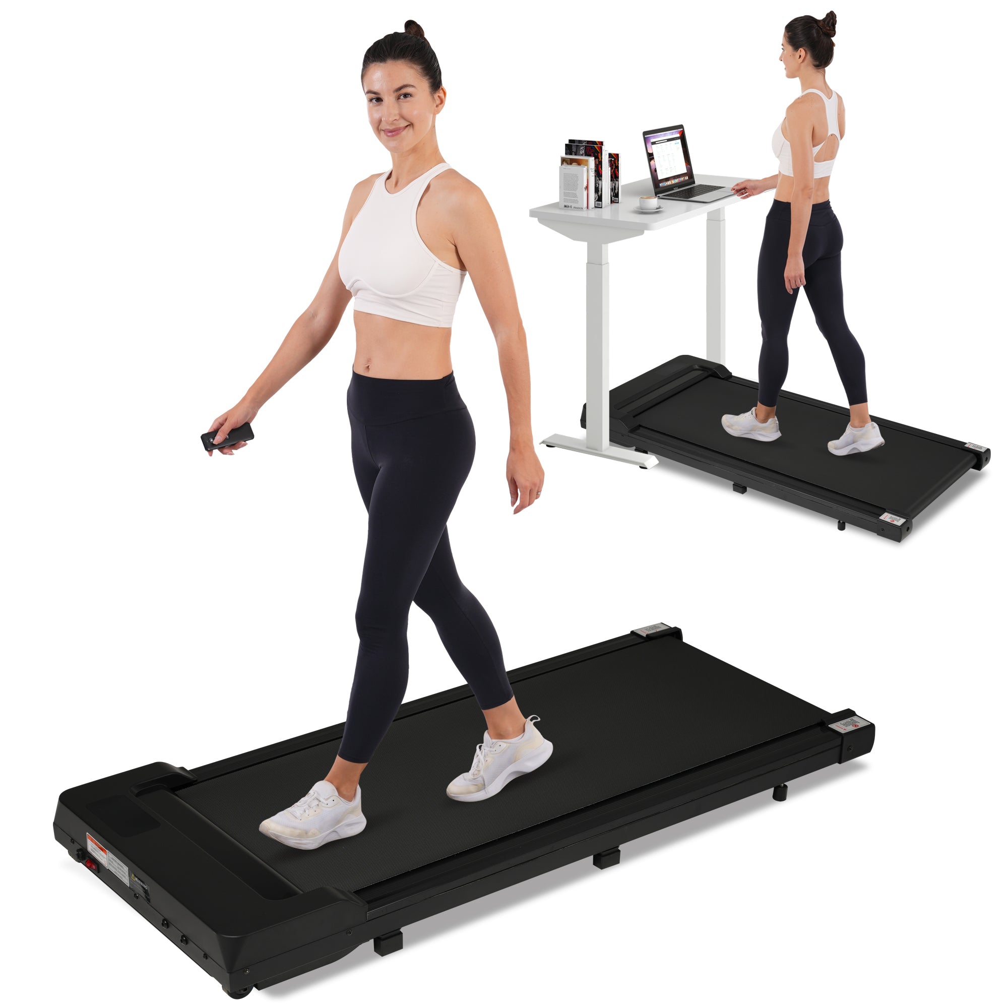 Walking Pad Under Desk Treadmill for Home Office -2.5HP Walking Treadmill 0.6-4MPH 300LBS Capacity Treadmill for Walking Running Remote Control Batteries