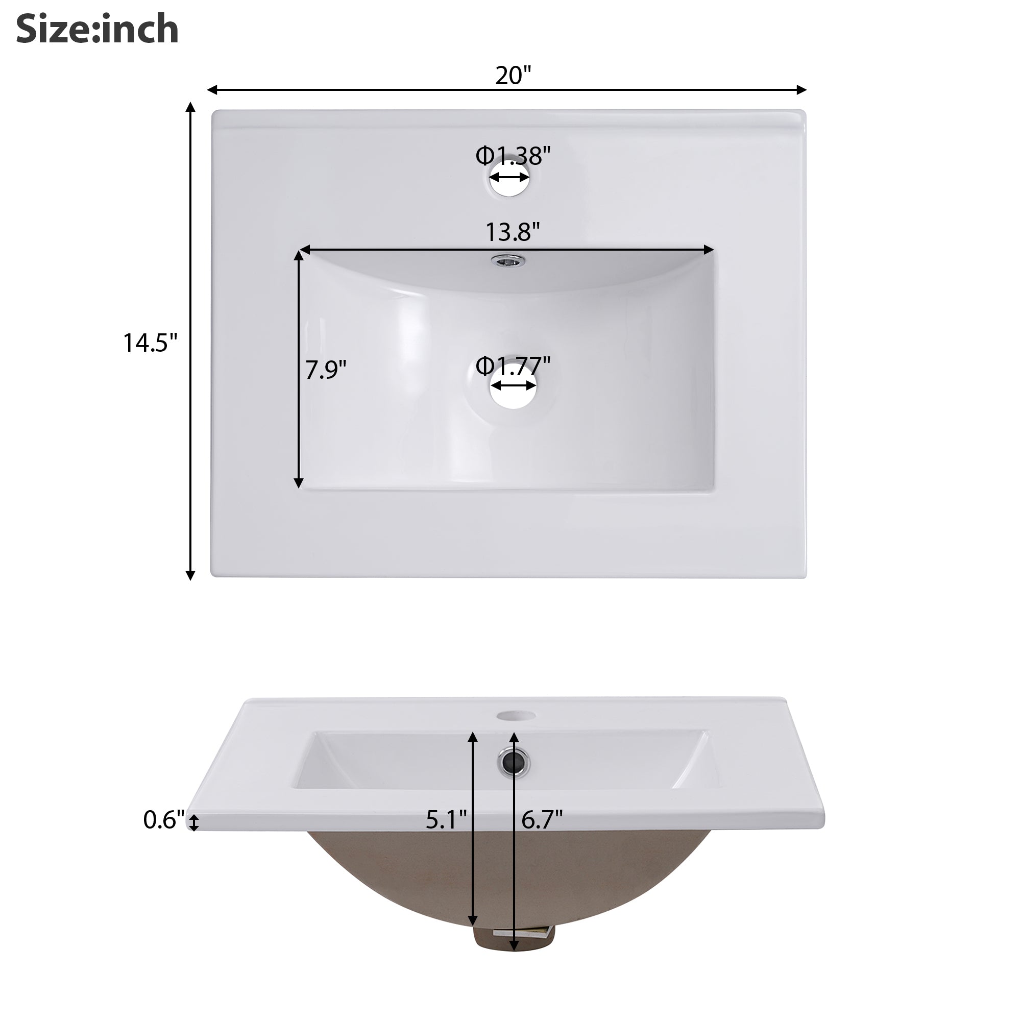 [Viedo] 20 Inch Modern Small Bathroom Vanity Cabinet With Ceramic Basin- 20*14.5*33.3 Inches,Ample Storage,1 Soft-Close Door