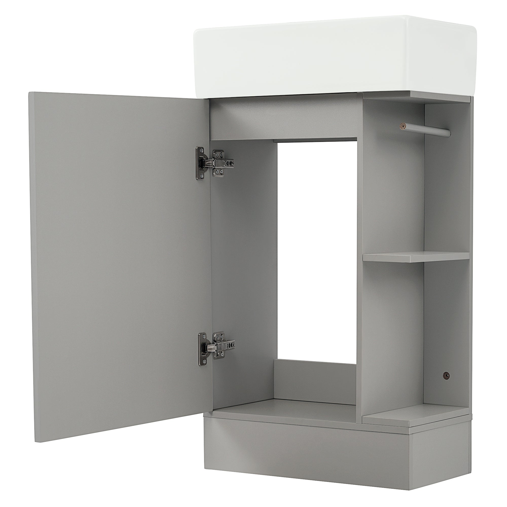 18.6" Bathroom Vanity with Sink, Bathroom Vanity Cabinet with Two-tier Shelf, Left or Right Orientation, Grey