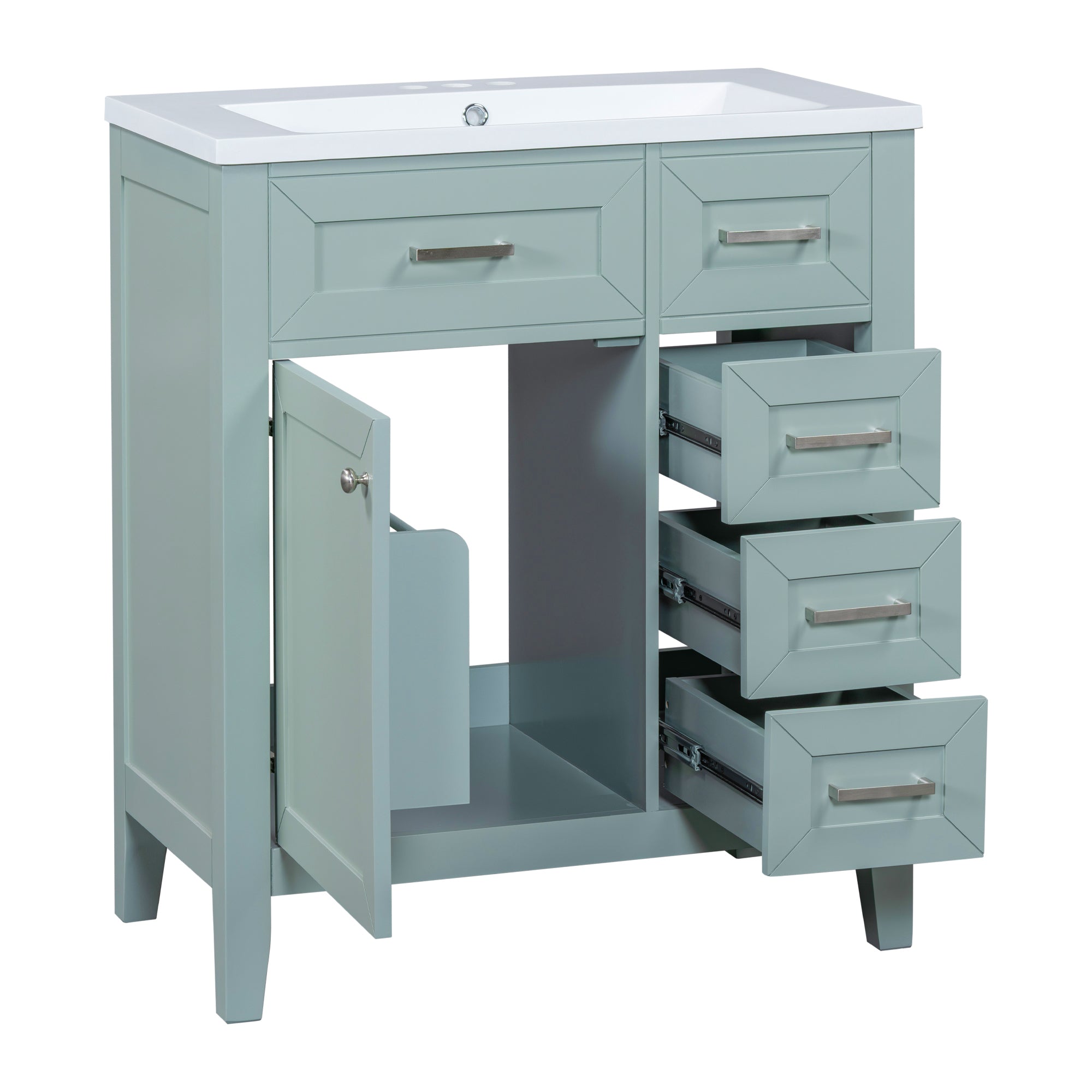 30" Bathroom Vanity with Sink Combo, Green Bathroom Cabinet with Drawers, Solid Frame and MDF Board (Old Sku:N725S999222F)