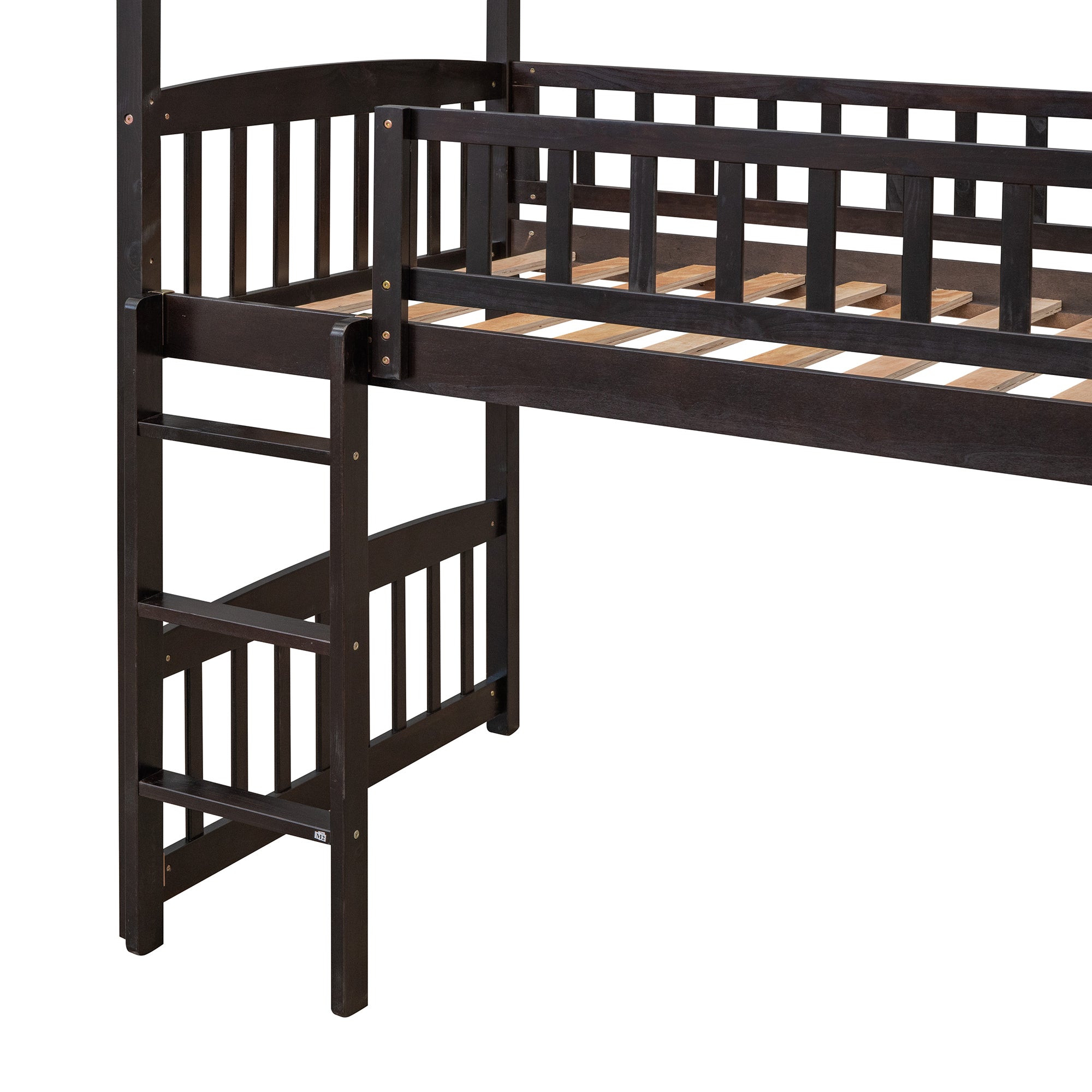 Twin Loft Bed with Slide, House Bed with Slide,Espresso(OLD SKU :LT000212AAP)