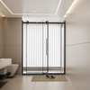 60 x 72 in Frameless Single Sliding Shower Door - 60 x 72 in / Matte Black / Zinc Roller view 1