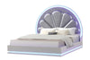 Queen Size LED Bed Made with Wood in Milky White