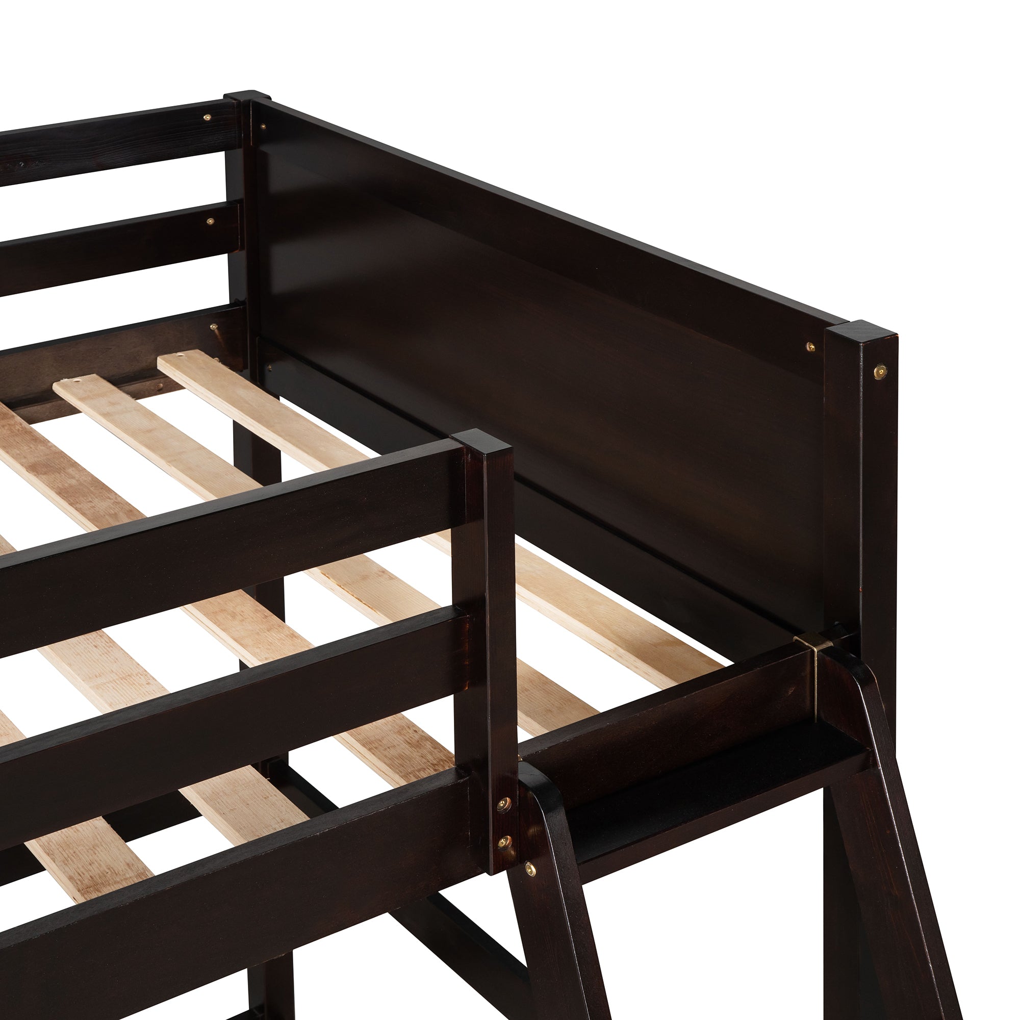 Solid Wood Twin Size Loft Bed with Ladder(Espresso)(OLD SKU: WF191903AAP)