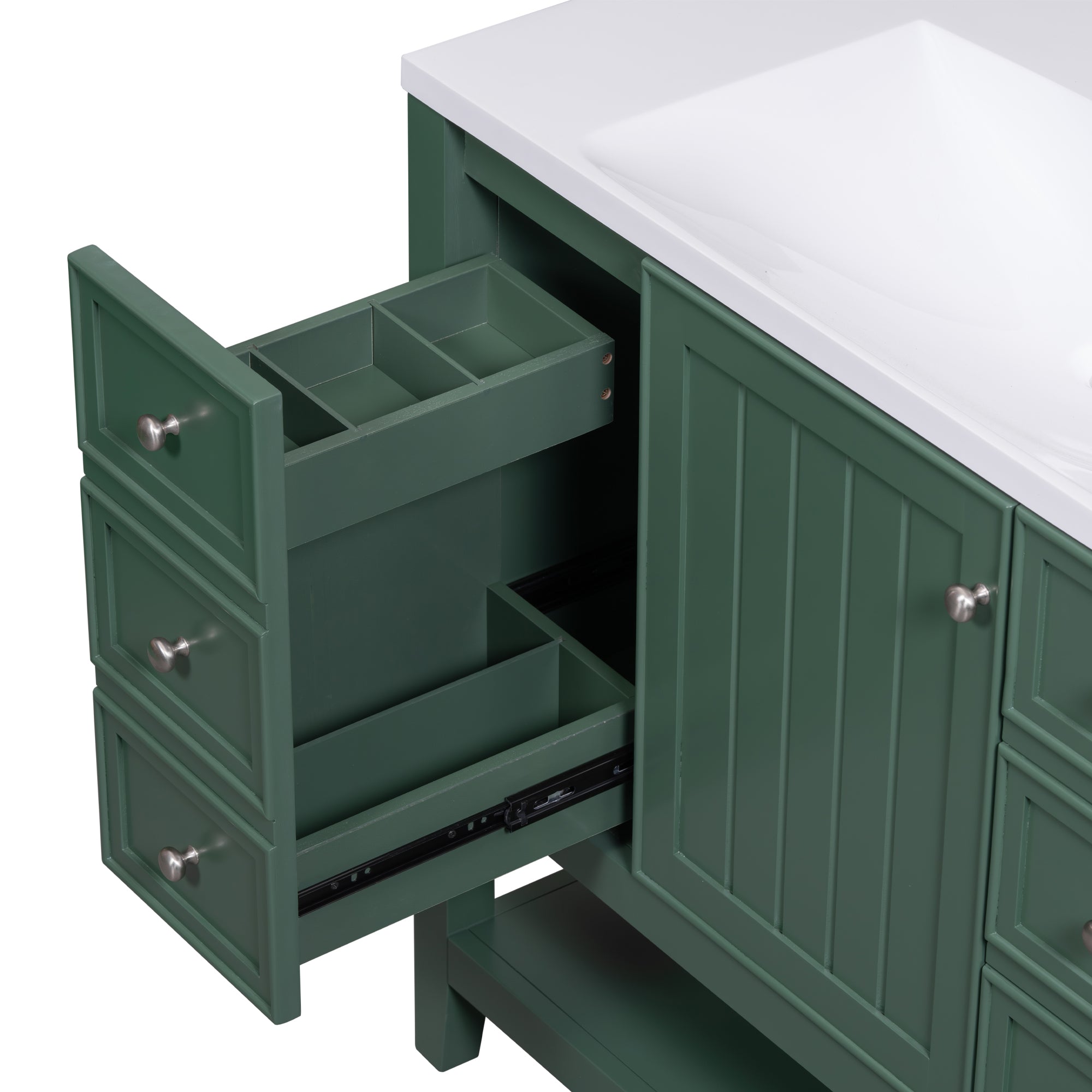 36" Bathroom Vanity with Sink Combo, One Cabinet and Three Drawers, Solid Wood and MDF Board, Green