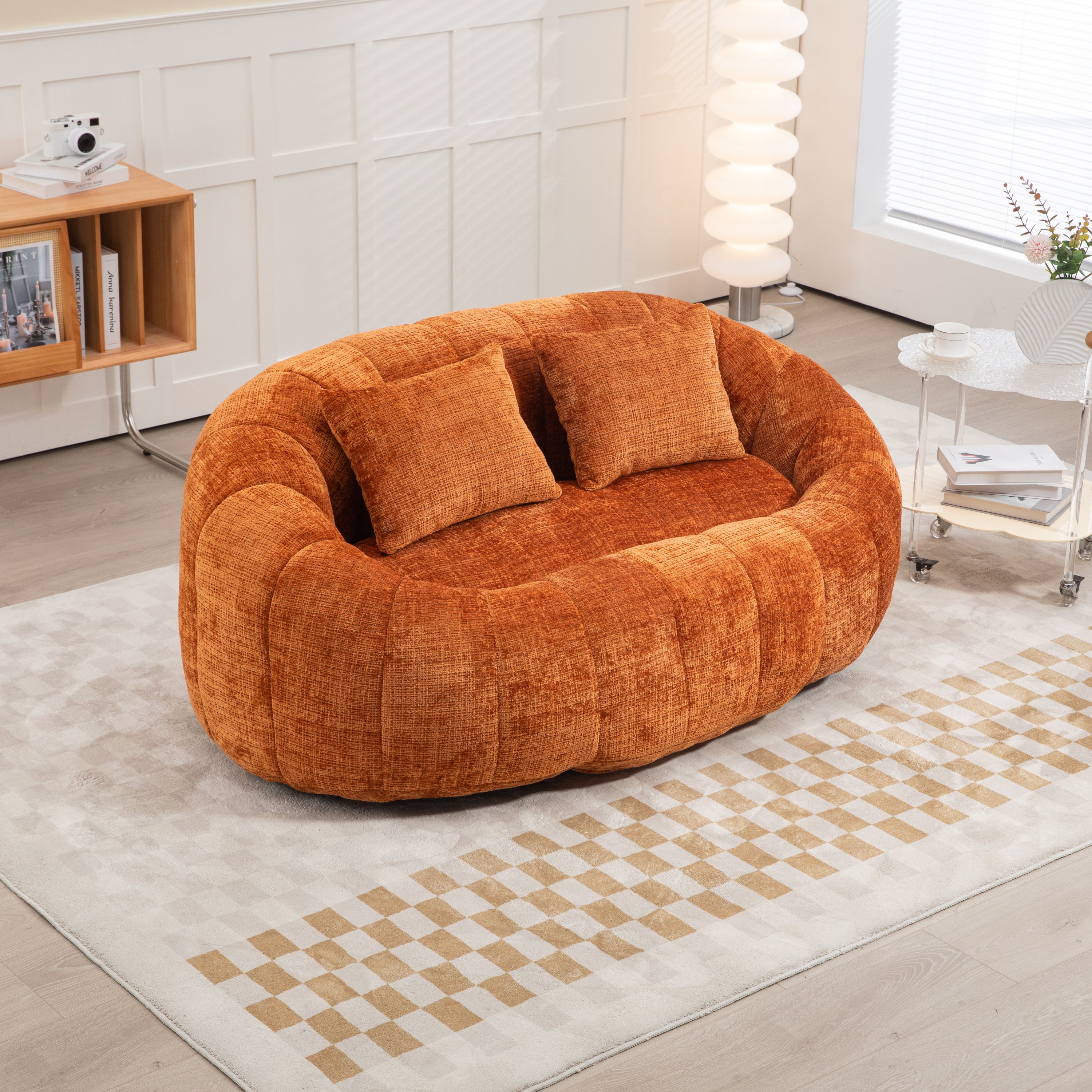 COOLMORE Bean Bag sofa Lazy Sofa Durable Comfort Lounger High Back Bean Bag Chair Couch for Adults and Kids, Indoor & Outdoor, Accent Floor Soft Lounge Chair  (Orange chenille)