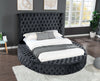 King Size Tufted Upholstery Storage Bed made with Wood in Black