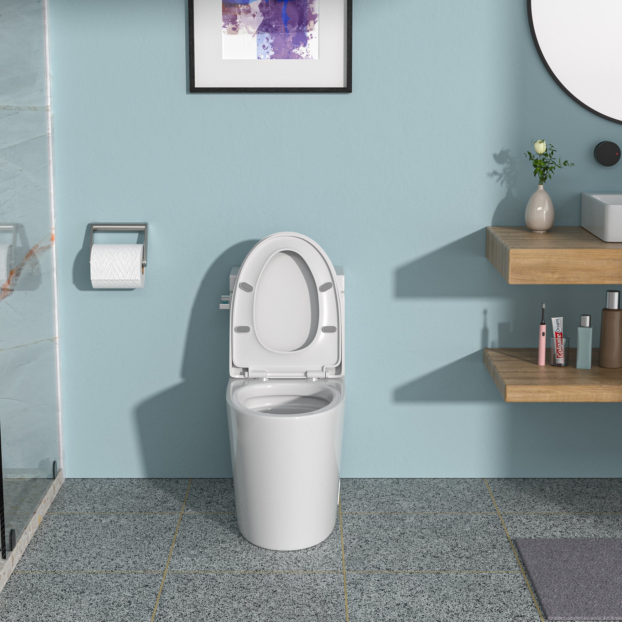 Ceramic One Piece Toilet,Single Flush with Soft Clsoing Seat