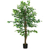 HOMCOM 5ft Artificial Ficus with Pot, Indoor Outdoor Fake Plant for Home Office Living Room Décor