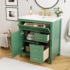 30-Inch Green Bathroom Vanity with Ceramic Sink and Ample Storage - Ideal Choice for Small Bathrooms