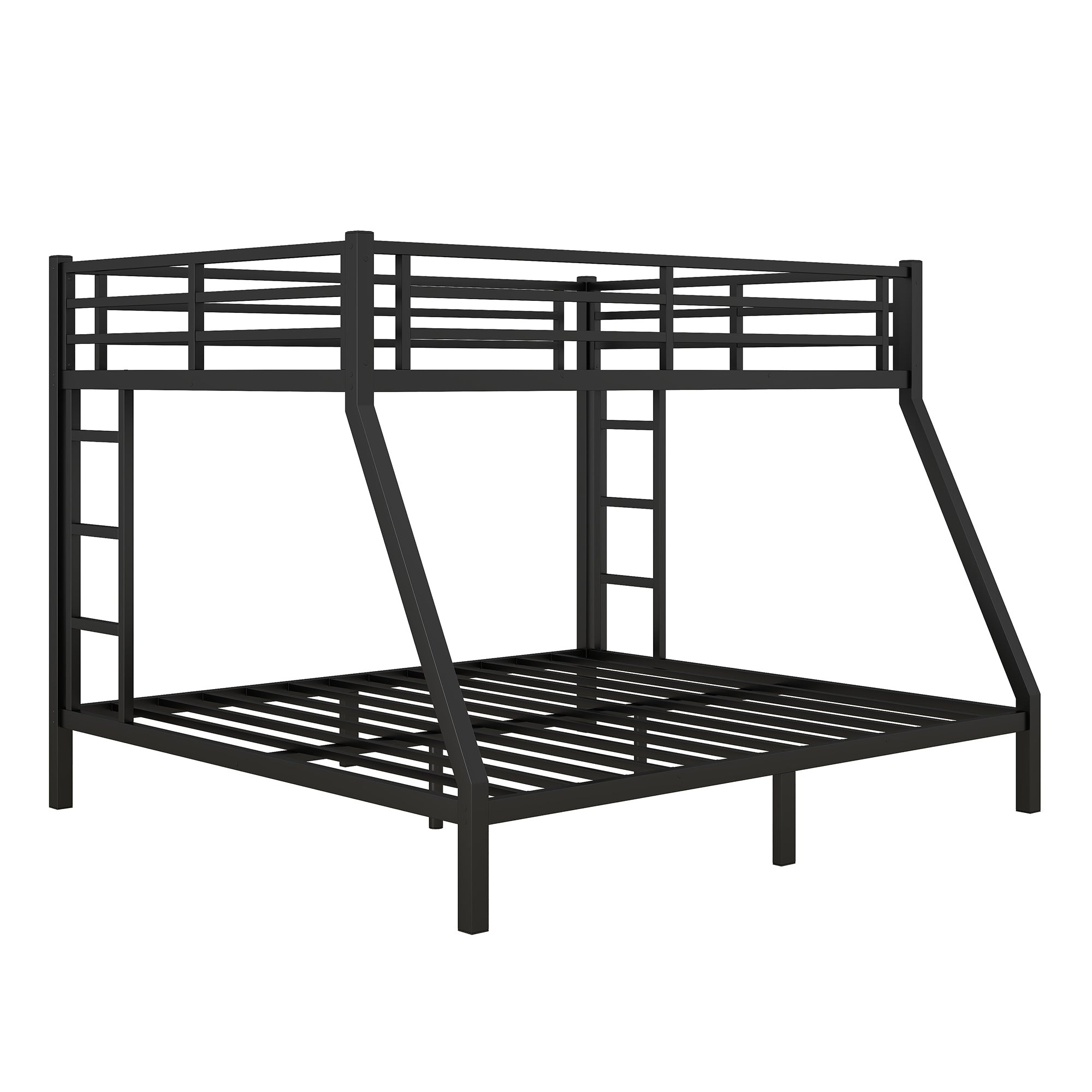 Metal Full XL over King Bunk Bed for Teens and Adults,Space-Saving/Noise Reduced/No Box Spring Needed, Black