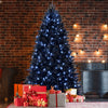 8ft Pre-Lit Black Christmas Tree, Full Halloween Xmas Artificial Tree 2486 Branch Tips, 600 Lights, Metal Hinges, Foldable Base, Holiday Decoration - Black