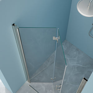 30"W x 72"H Fold Frameless Shower Door with Tempered Glass