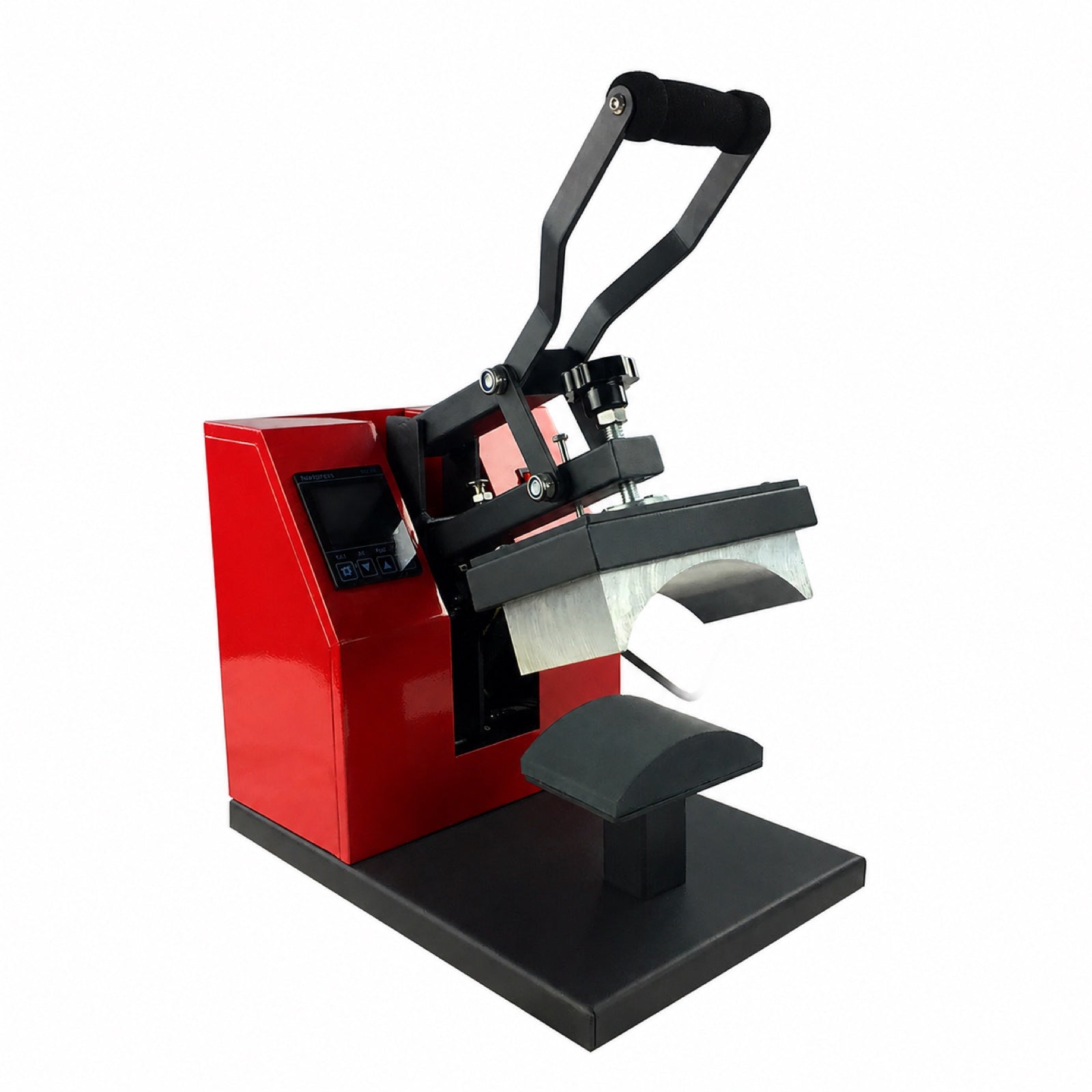 Transforsa cap heat press side view with curved platen