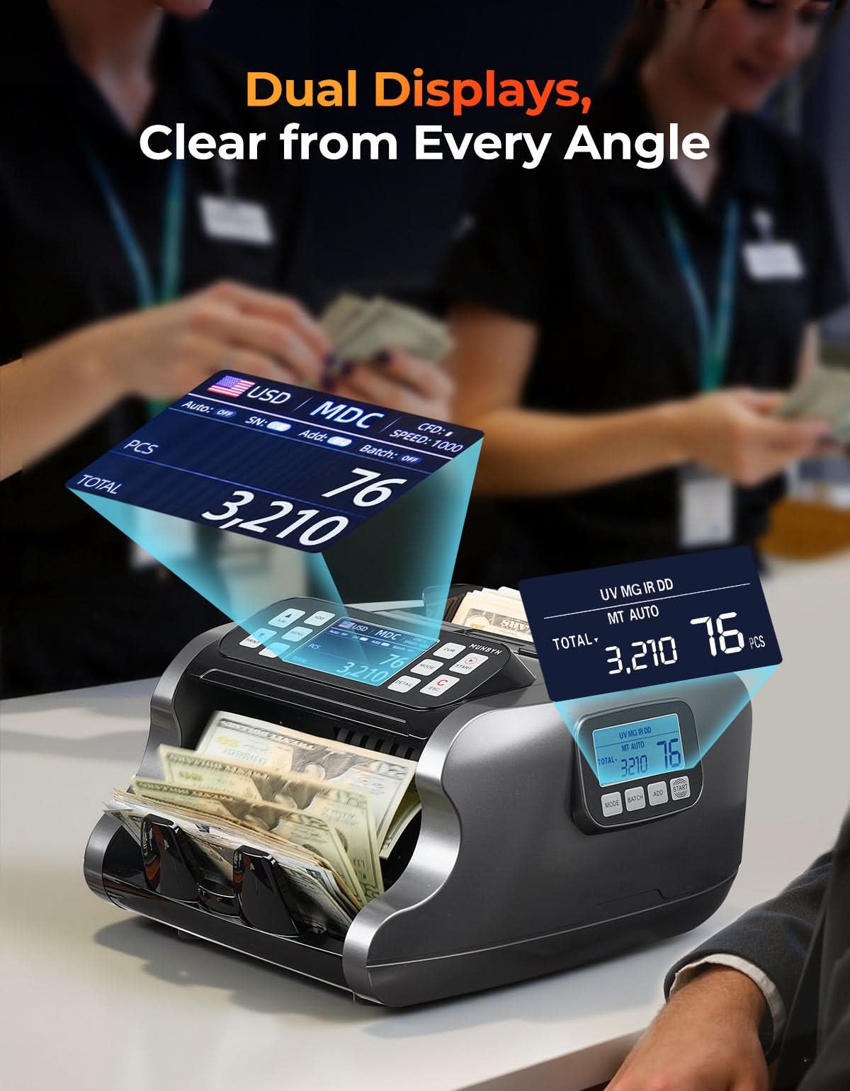 MUNBYN IMC22 Mixed Denomination Money Counter, Black