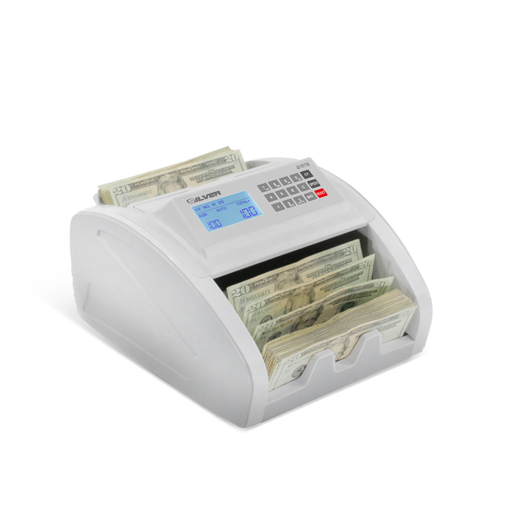 AccuBANKER S1070 portable bill counter side view