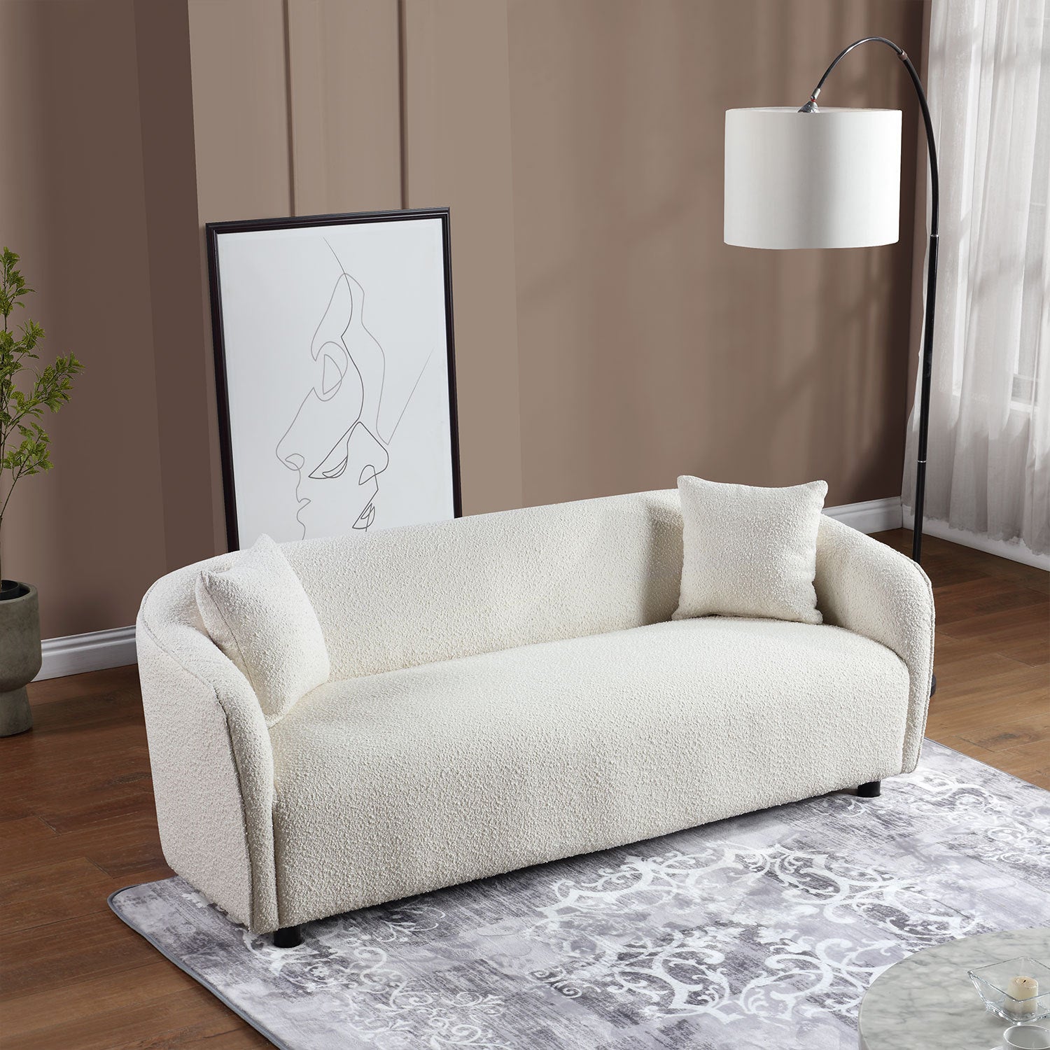 Modern Minimalist Sofa for Living Room Lounge Home Office, Color:Bishop Beige