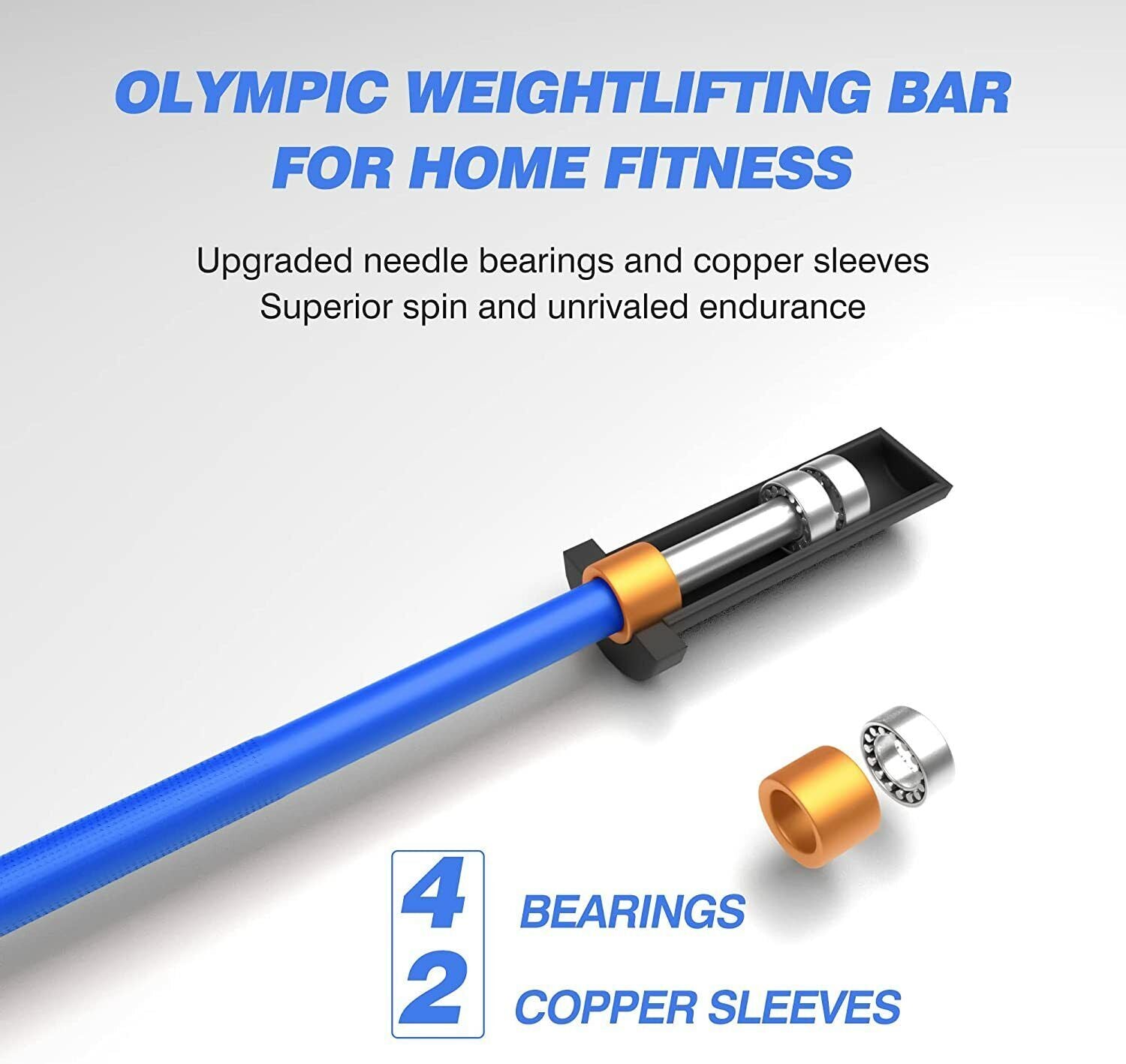 Olympic Barbell Bar, 4Ft Solid Chrome Weight Bar with Bearings, 400Lbs Capacity Weightlifting Bar for Home Gym Workout Strength Training Squat, Suitable for 2-Inch Plates