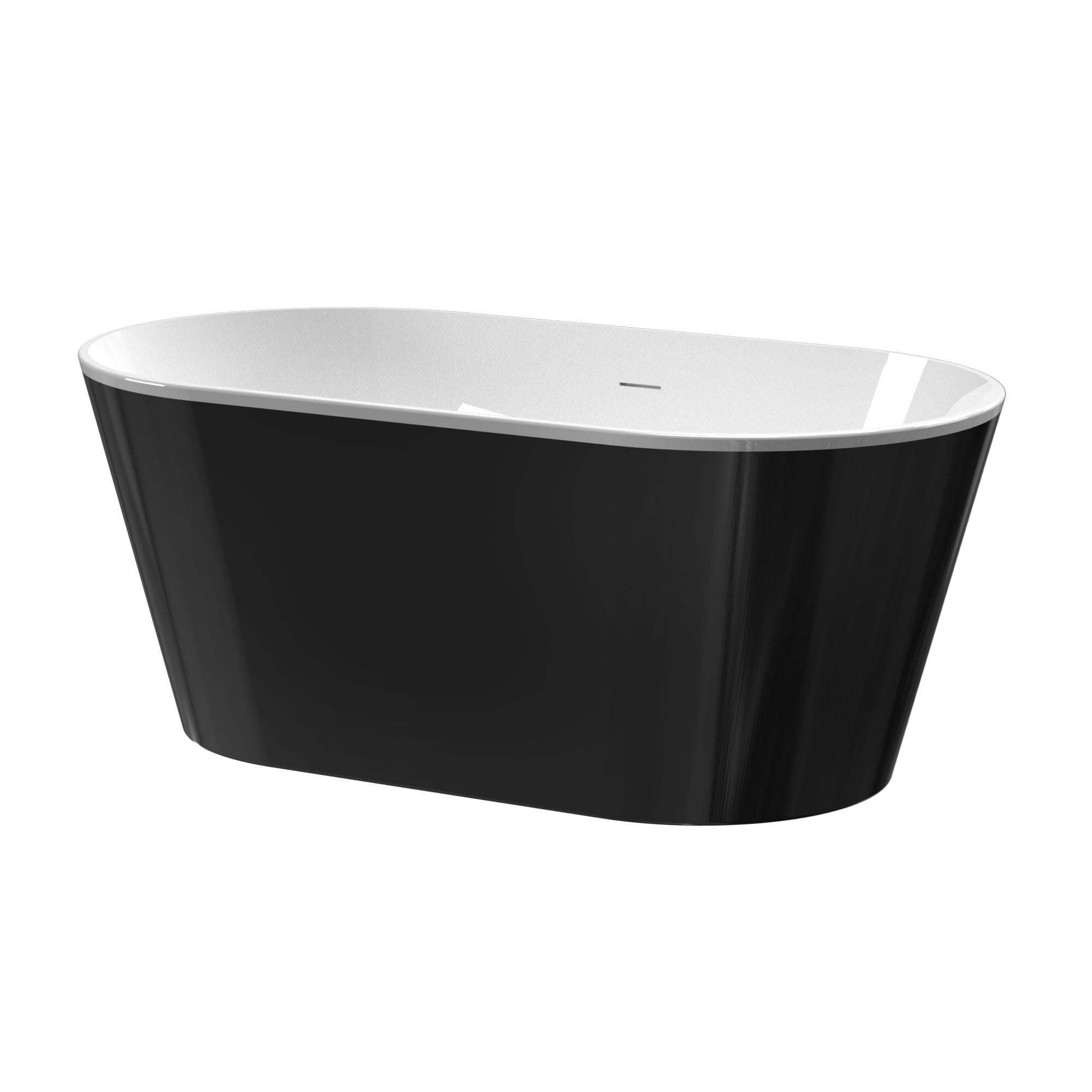 60" Black Acrylic Freestanding Soaking Bathtub