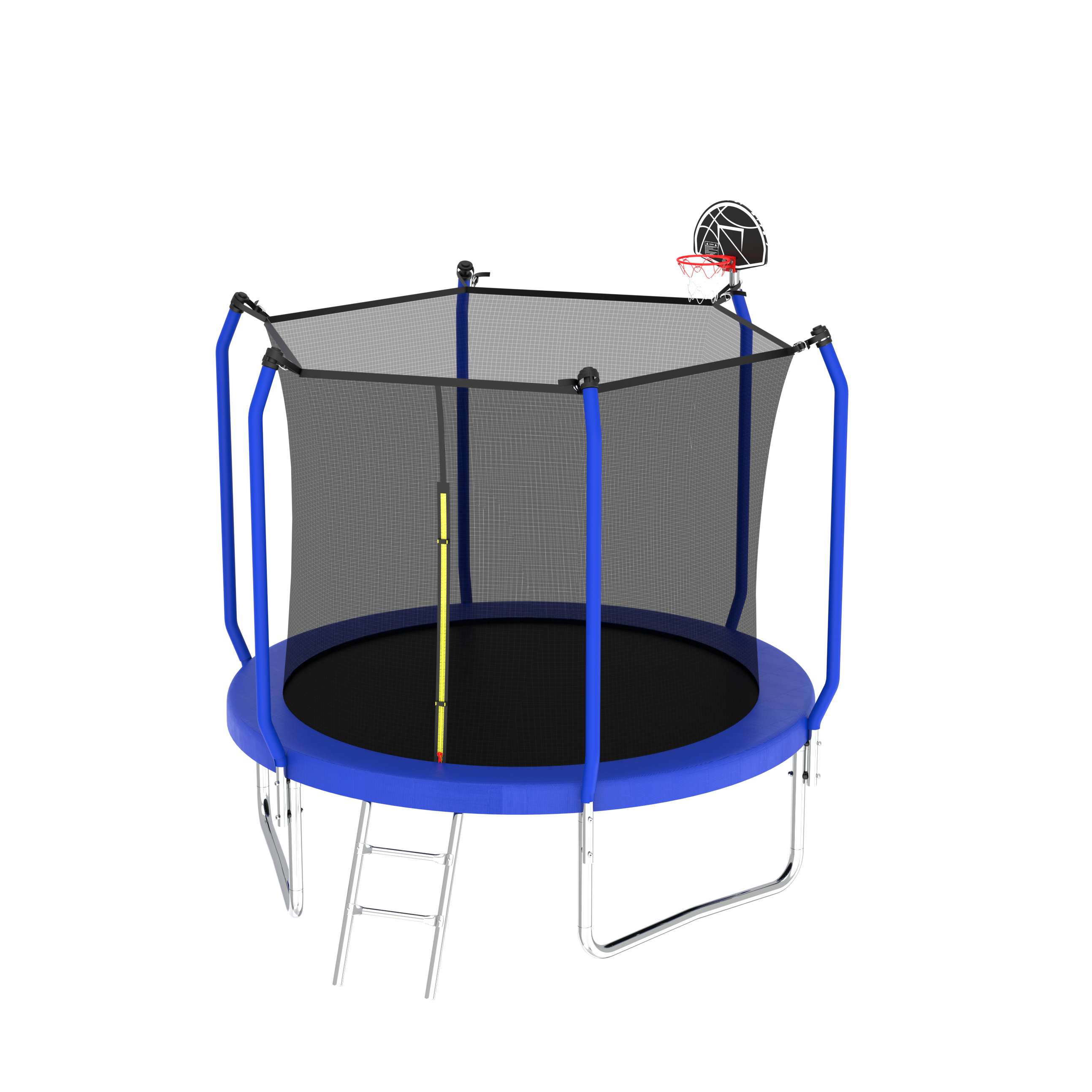 8FT Trampoline with Basketball Hoop,  ASTM Approved Reinforced Type Outdoor Trampoline with Enclosure Net