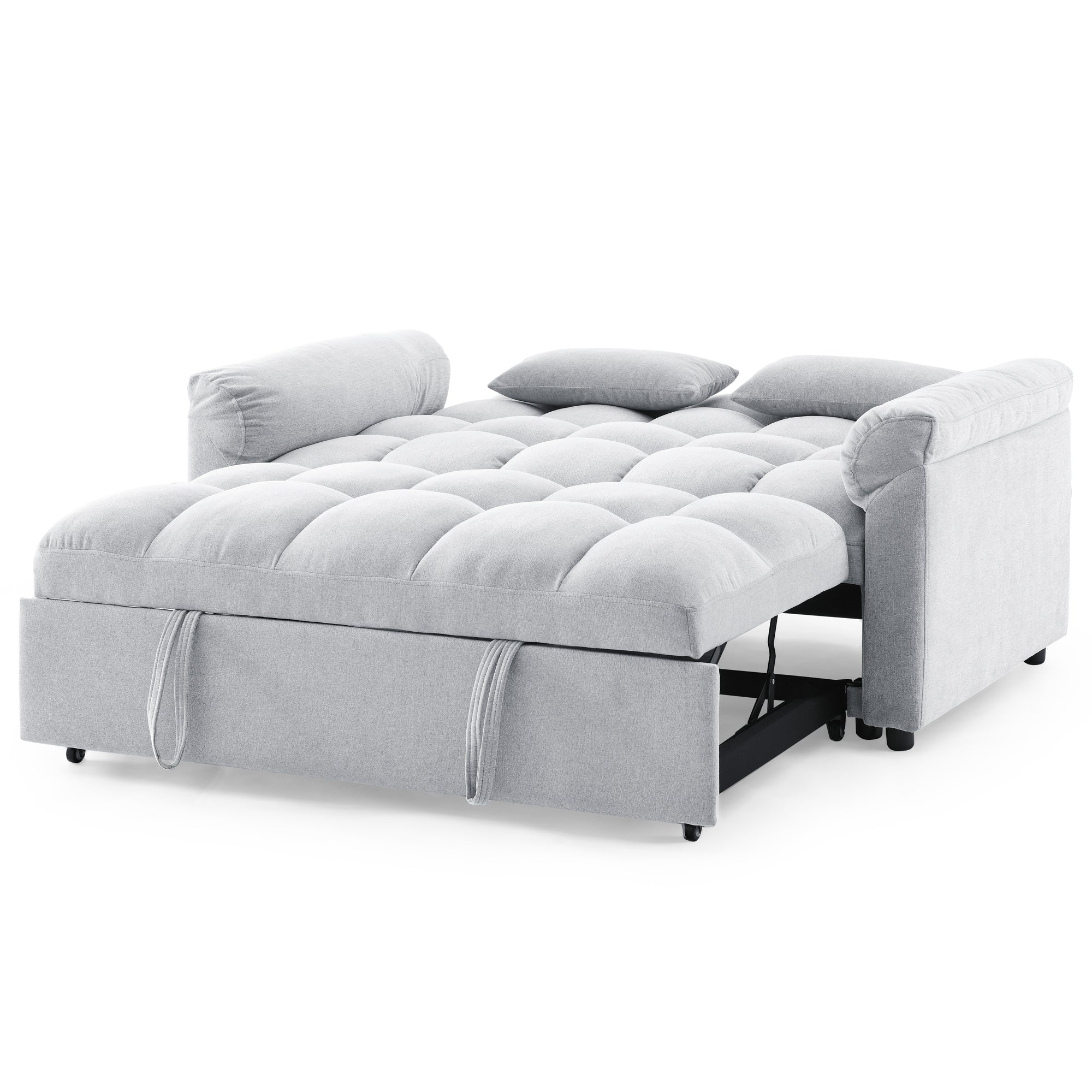 Loveseats Sofa Bed with Pull-out Bed,Adjsutable Back,Light Grey