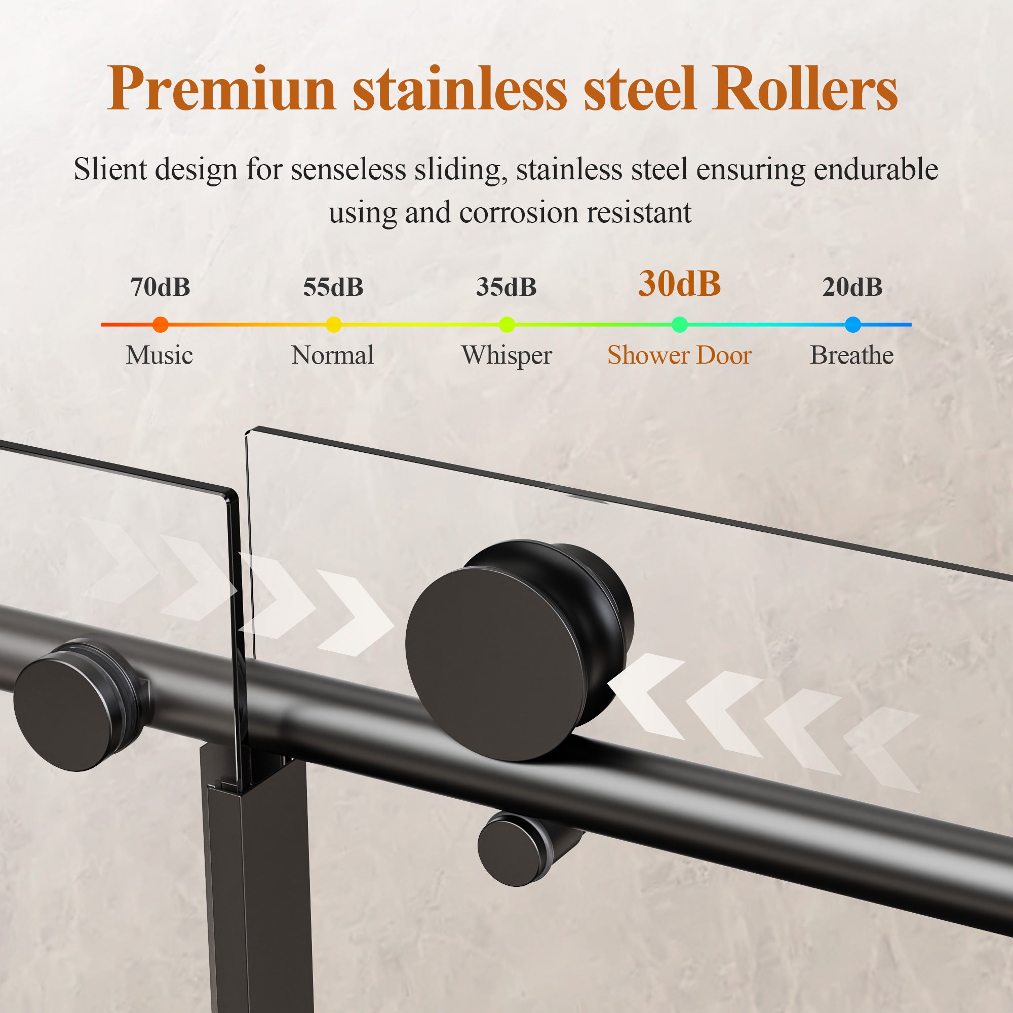 56-72 x 76 in Round-Tube Single Sliding Shower Door - 56-60 x 76 in / 1/4 in Glass / Matte Black view 5