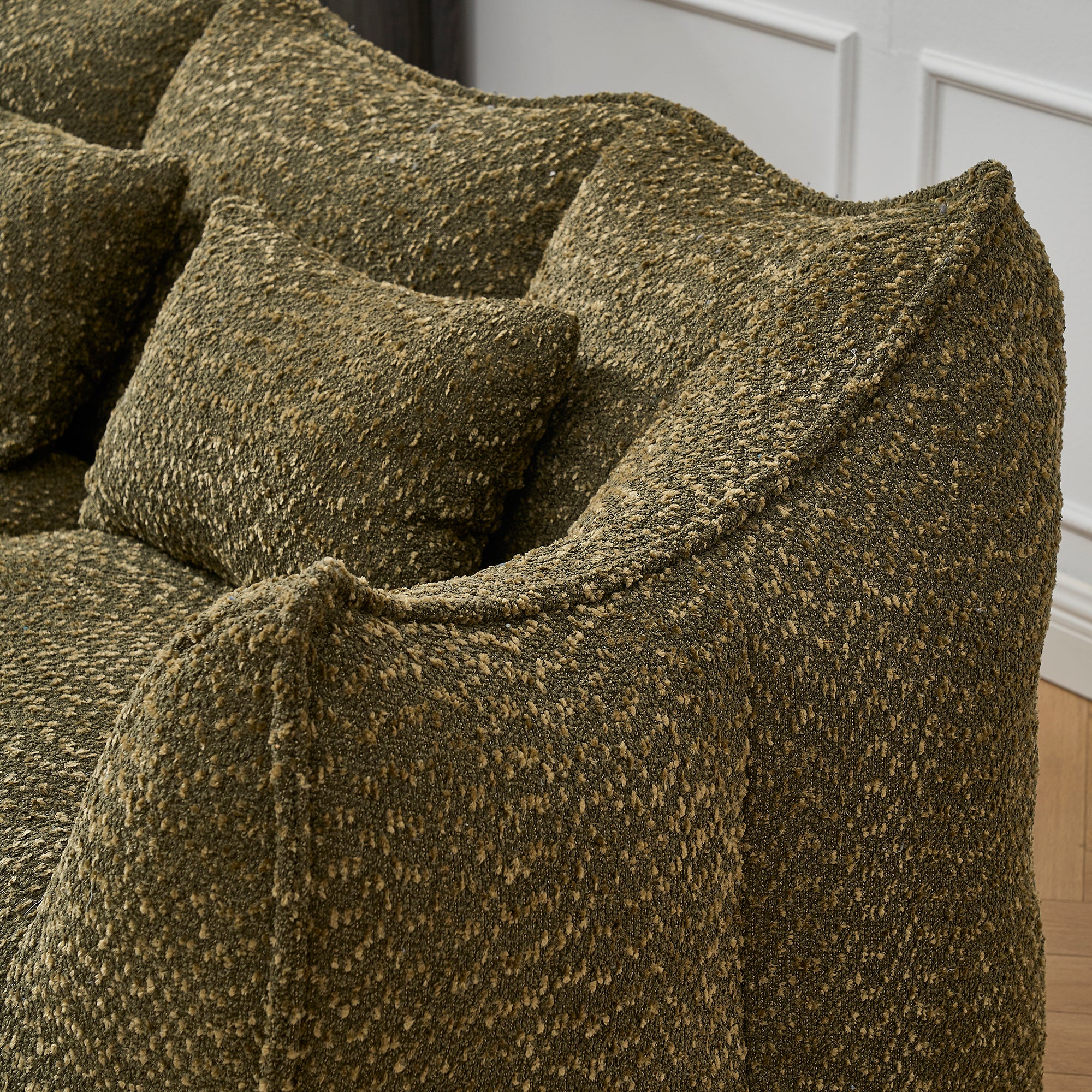 Square foam-core beanbag recliner sofa for two, lifestyle view