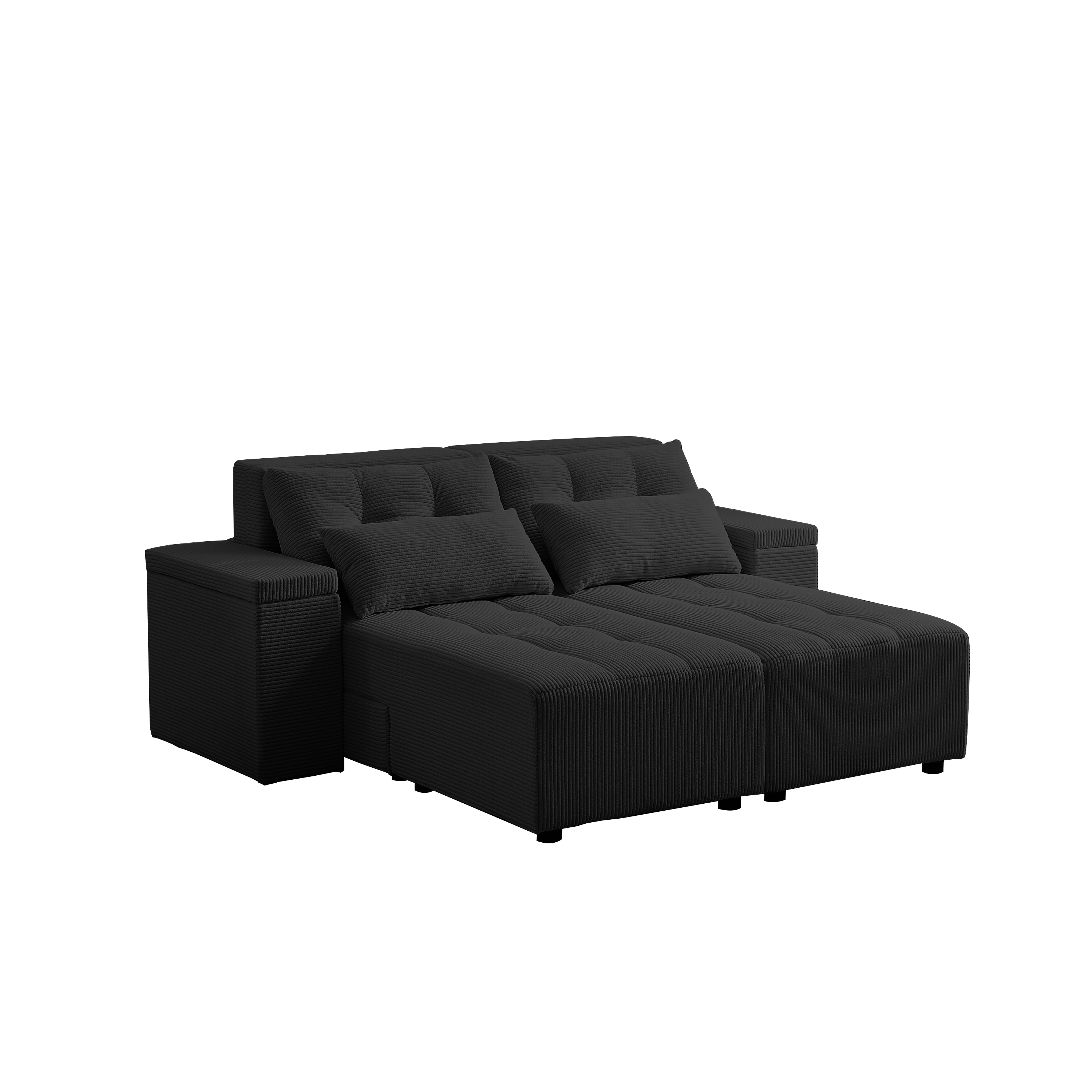 Convertible 3 in 1 Sleeper Sofa and Sectional Sofa with 4 Storage Space for Living Room,Corduroy Couch With 4 pillows,Corduroy