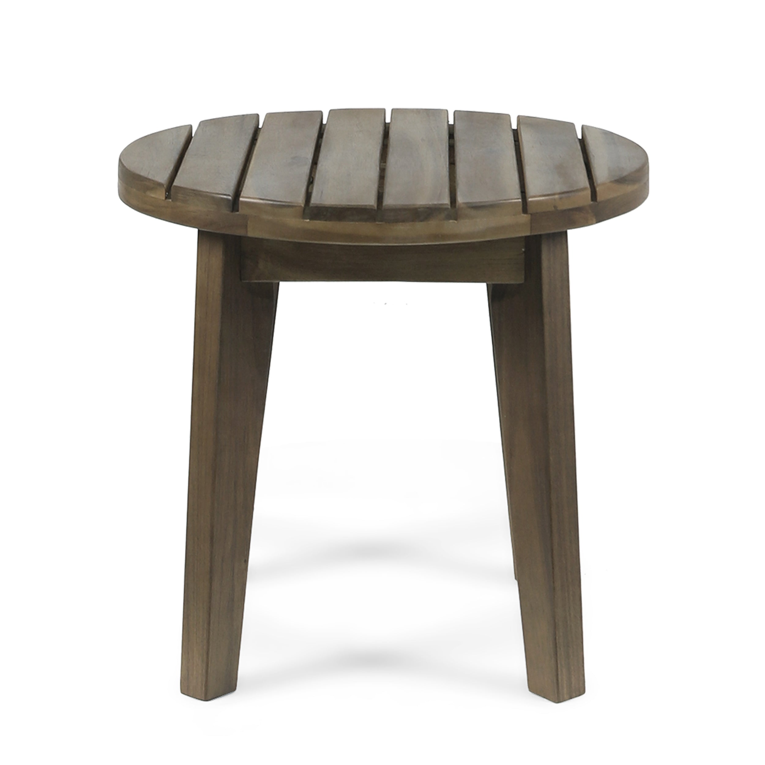 Outdoor 16" Acacia Wood Side Table, Gray Finish